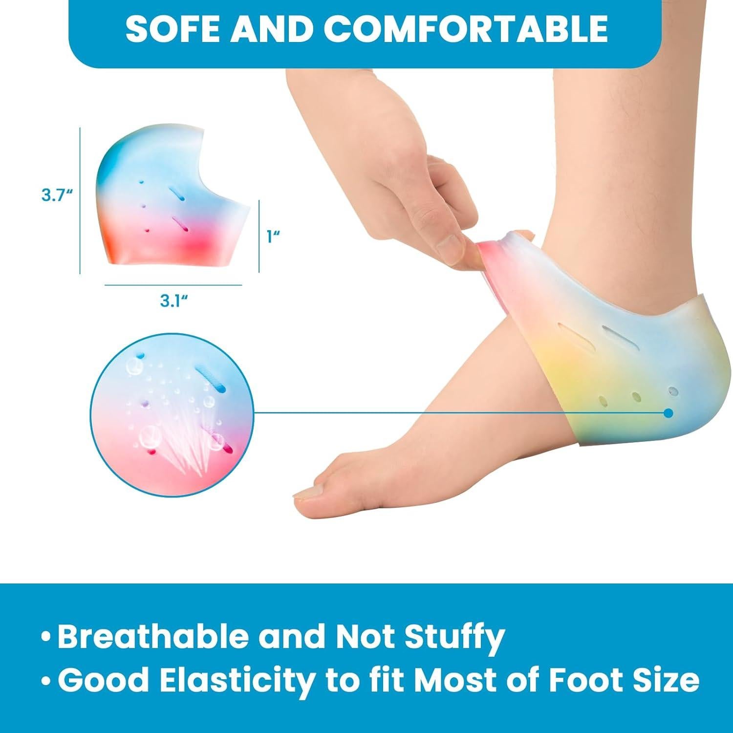 Protectores de Talón de Silicona Sumiwish - 2 Pares Arcoíris