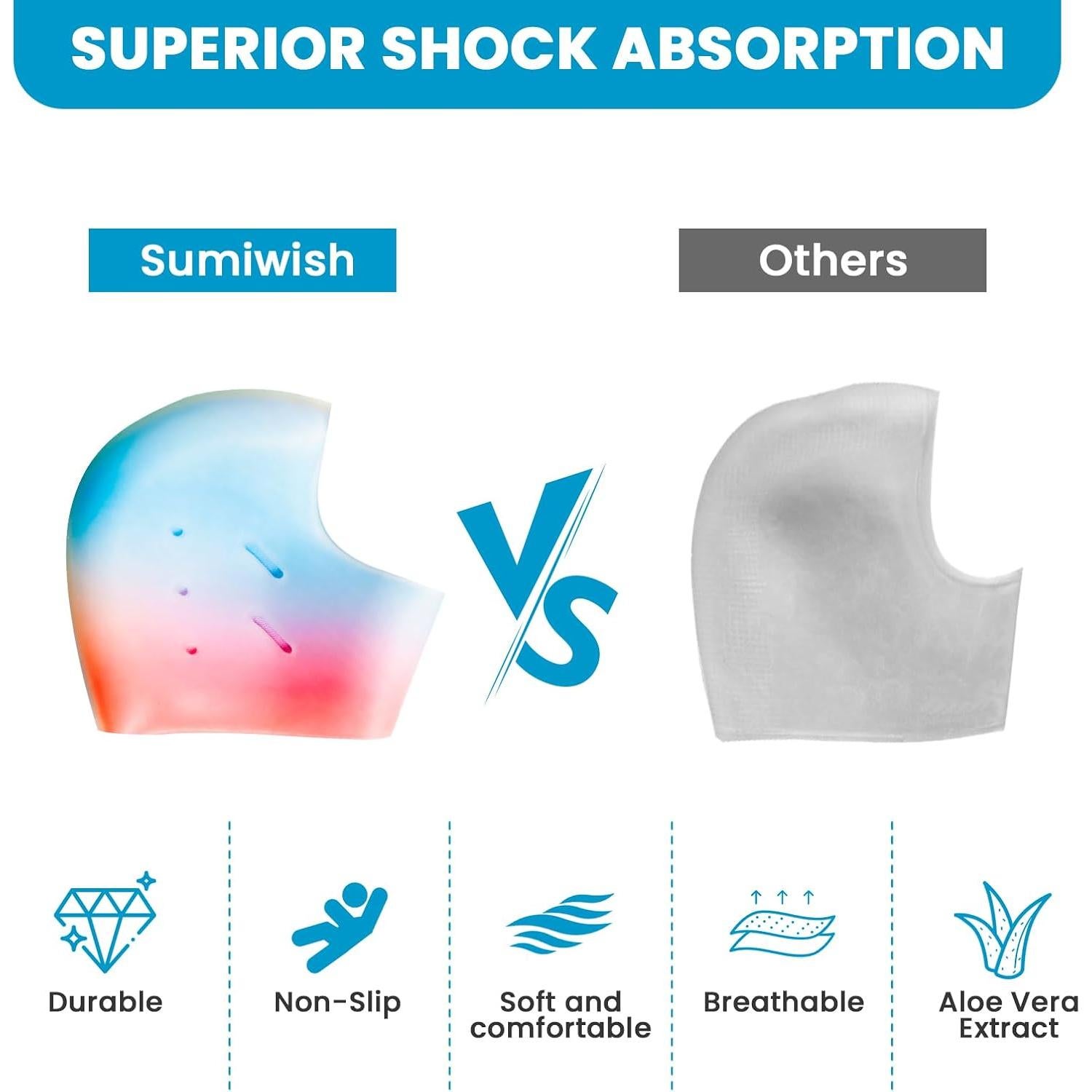 Protectores de Talón de Silicona Sumiwish - 2 Pares Arcoíris