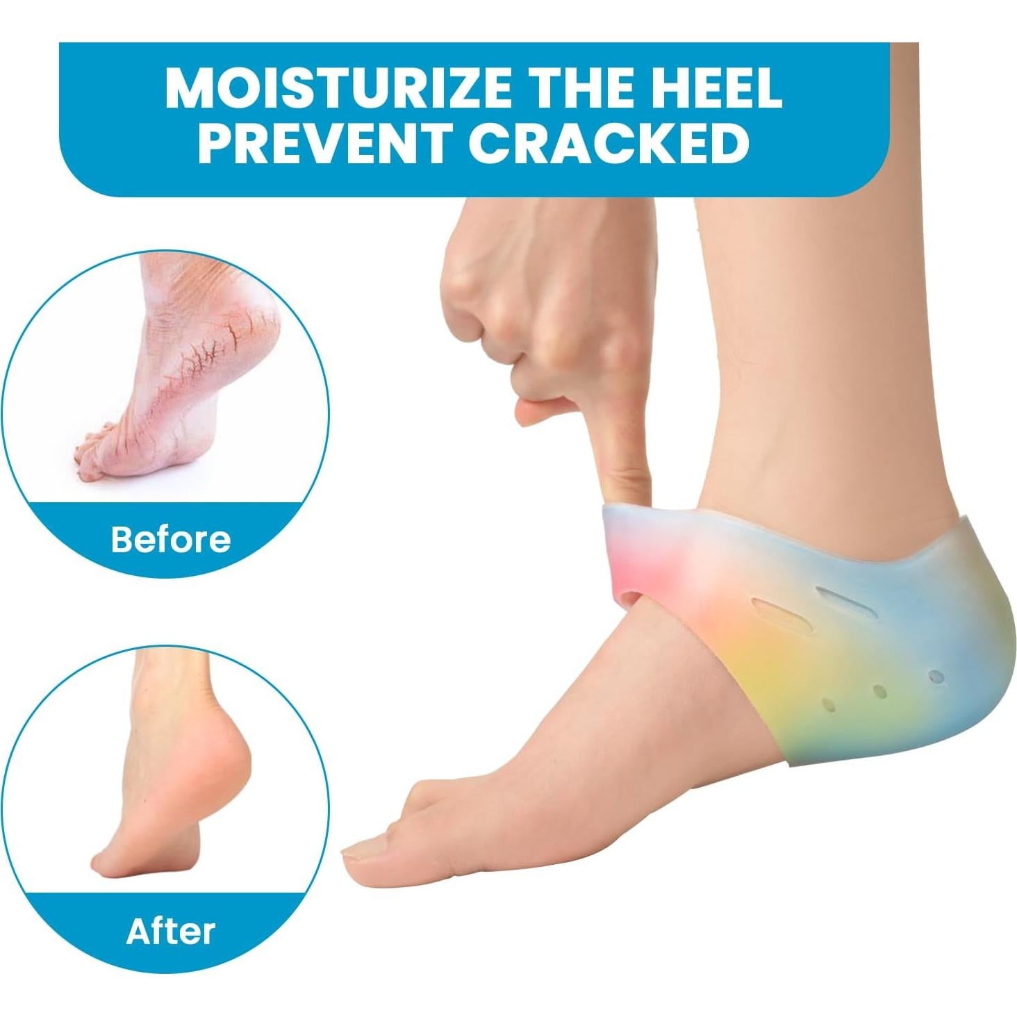 Protectores de Talón de Silicona Sumiwish - 2 Pares Arcoíris