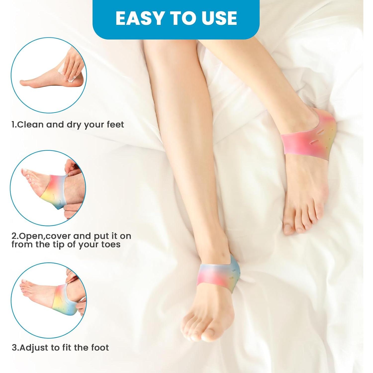 Protectores de Talón de Silicona Sumiwish - 2 Pares Arcoíris