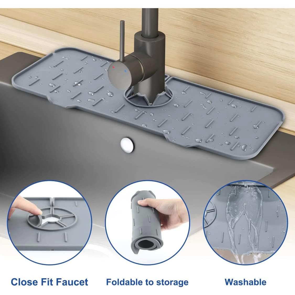 Alfombrilla de silicona para grifo GLPLAYQ - Negro 37.1x13.5 cm