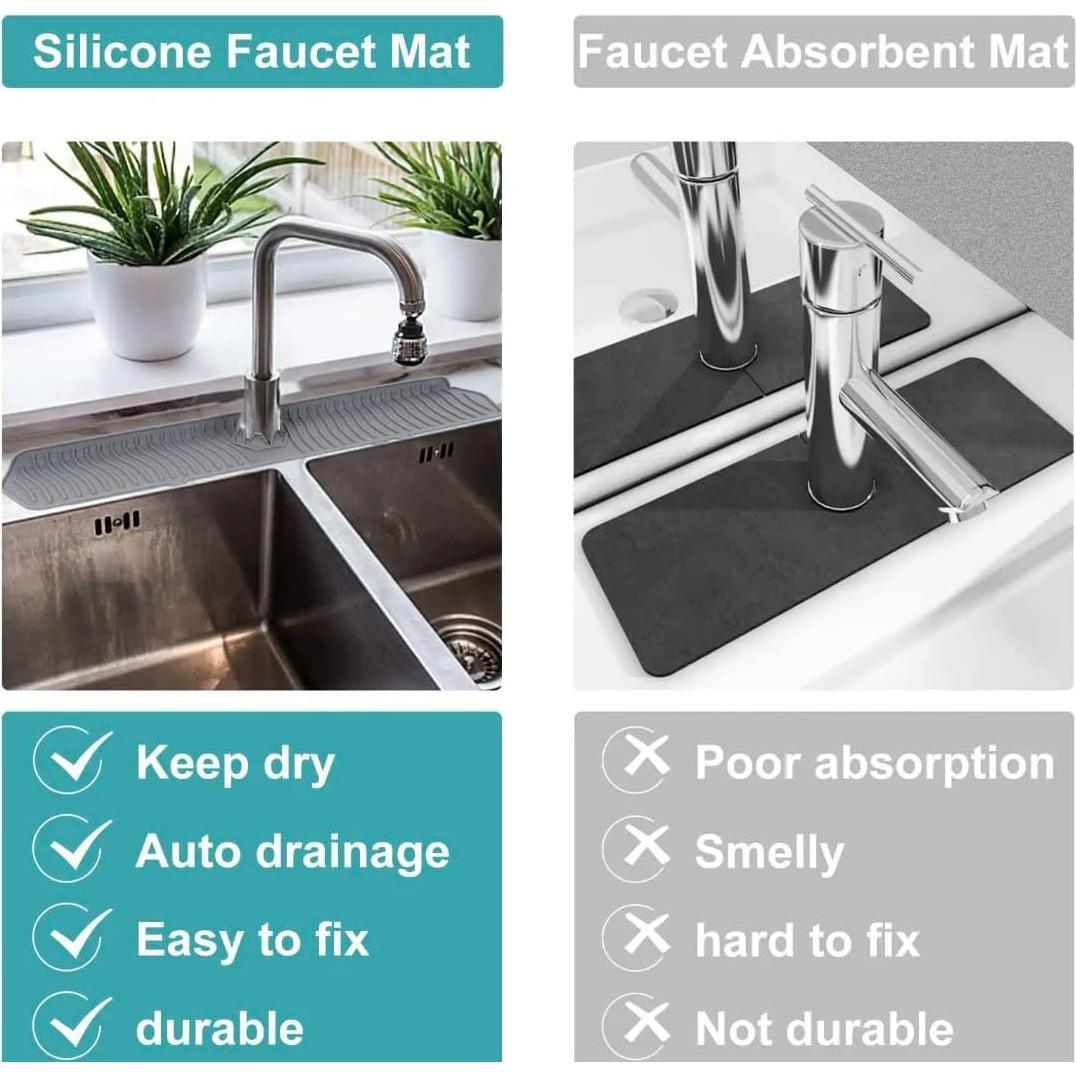 Alfombrilla de silicona para grifo GLPLAYQ - Negro 37.1x13.5 cm