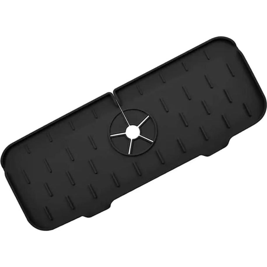 Alfombrilla de silicona para grifo GLPLAYQ - Negro 37.1x13.5 cm