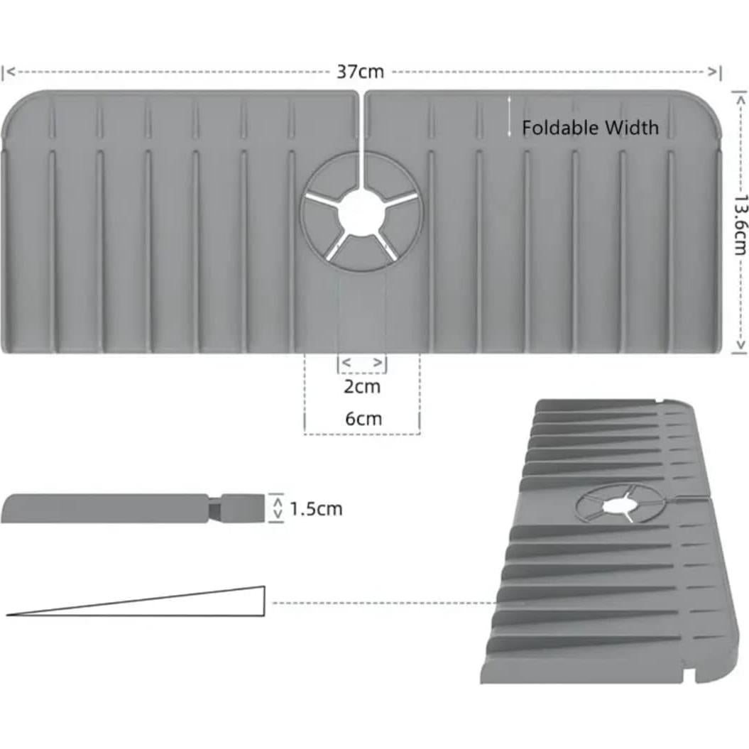 Alfombrilla de silicona para grifo GLPLAYQ - Negro 37.1x13.5 cm