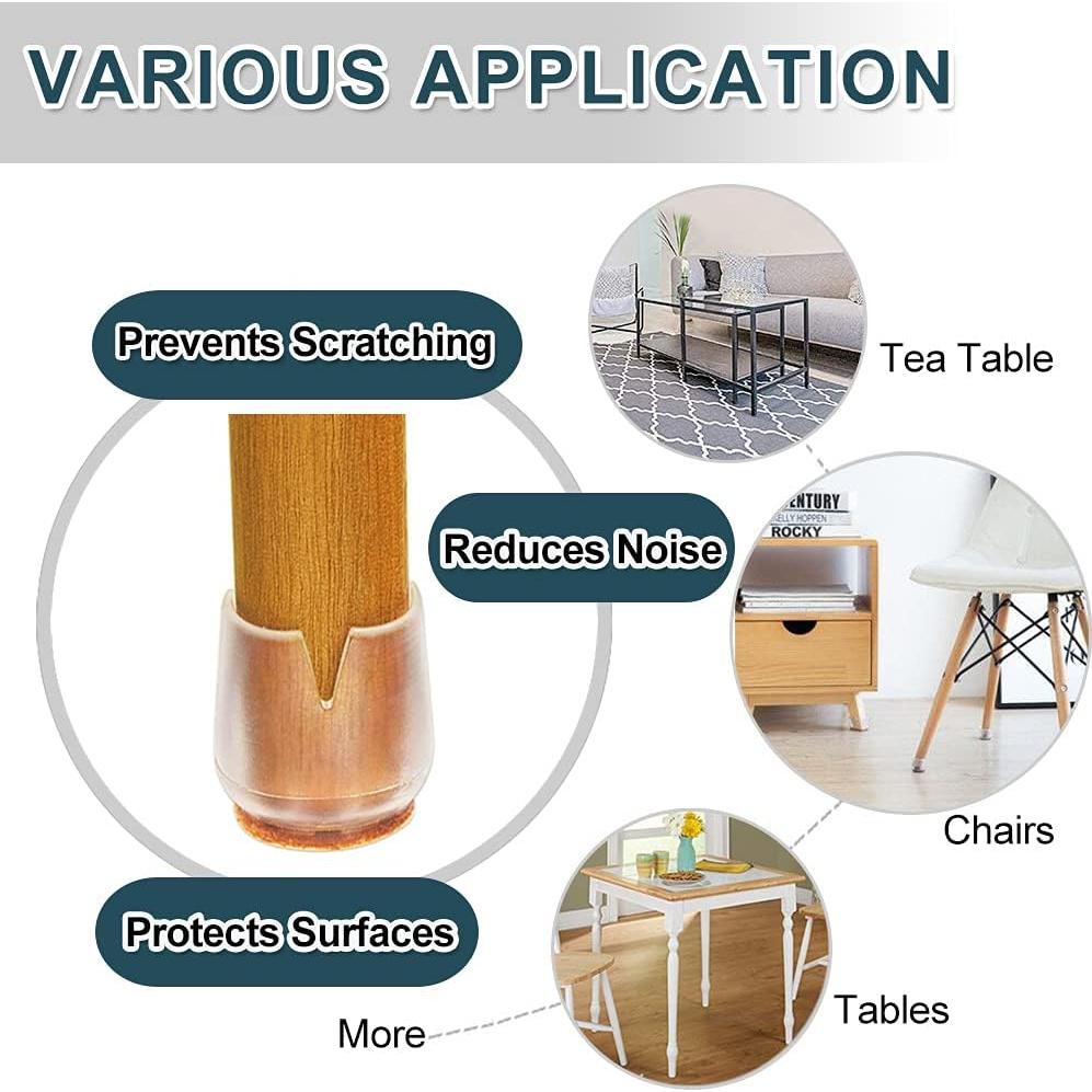 32 Protectores de Patas de Sillas Silicona Antideslizantes