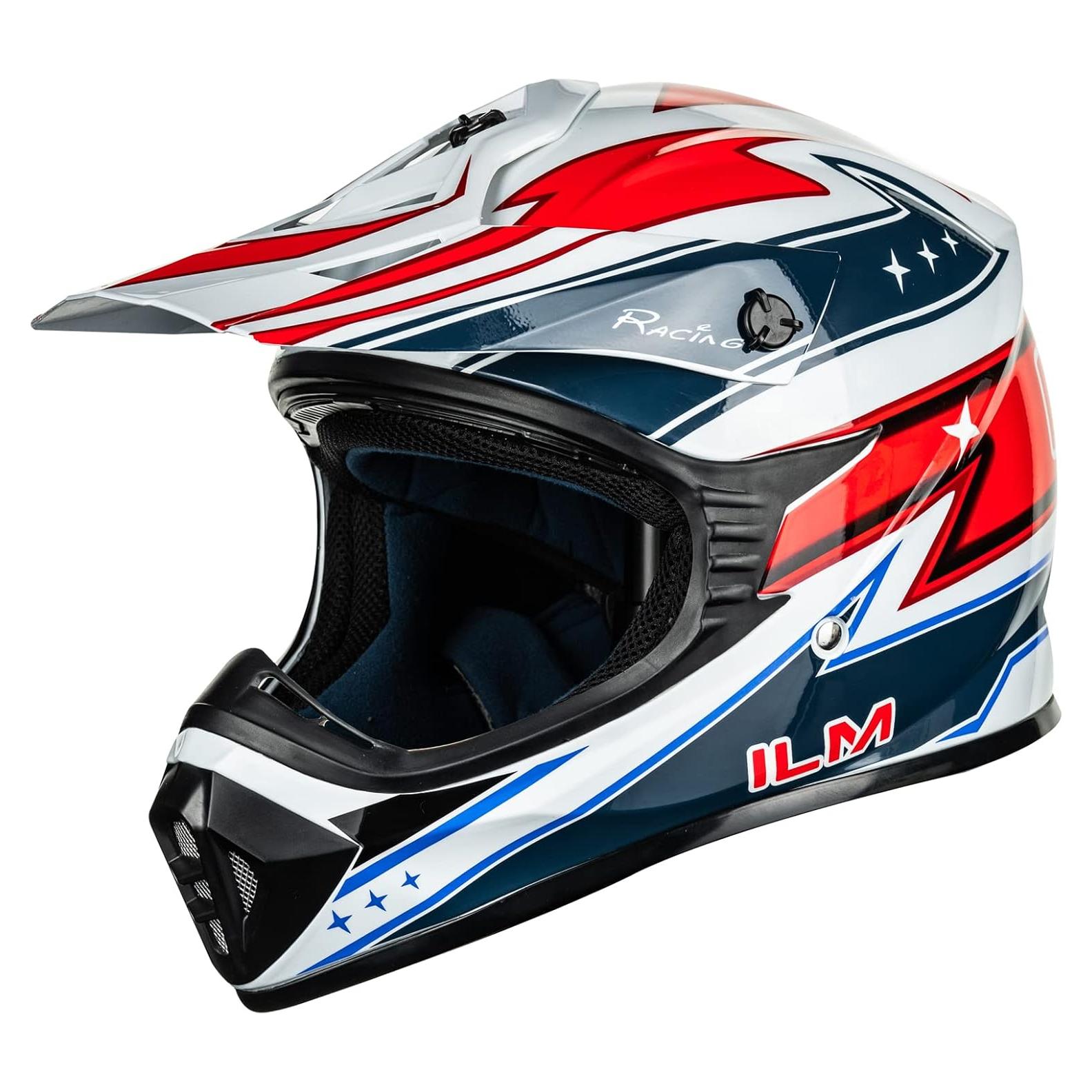 Casco de Motocross ILM 128S Adulto Grande Rojo Azul