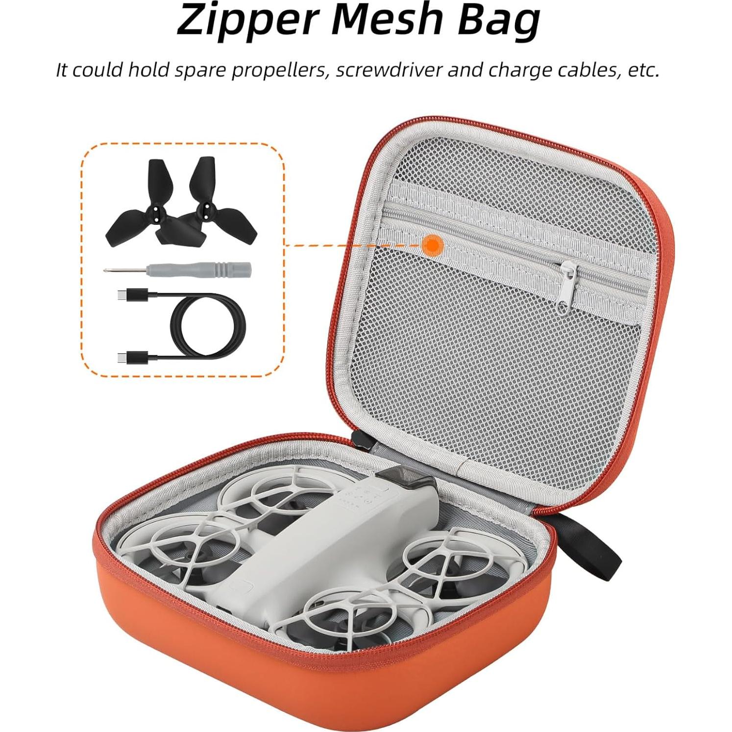 FPVtosky Carrying Case for DJI Neo - Portable Travel Storage Bag for Drone Accessories (Orange)