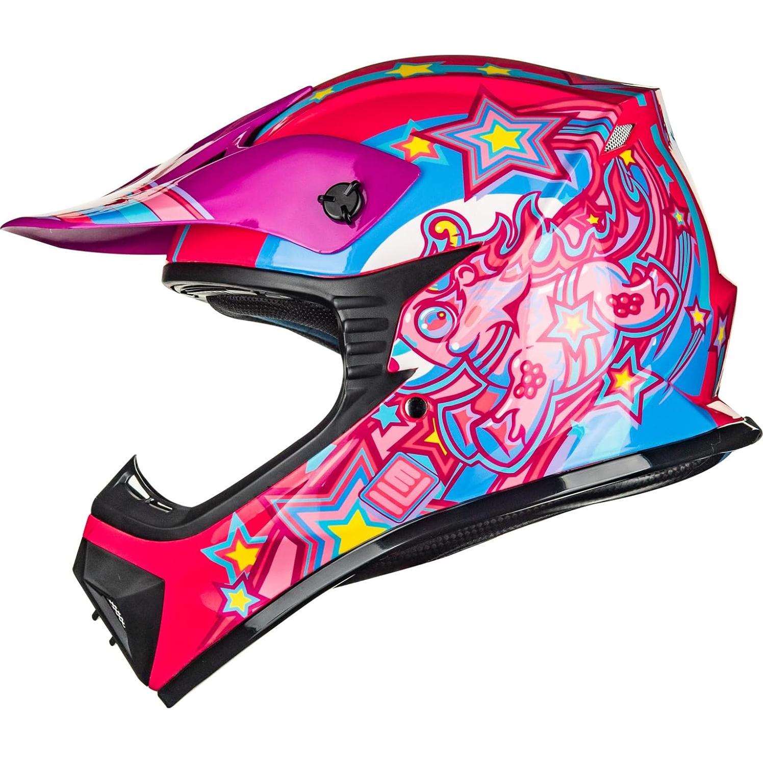 Casco ILM 128YS para Niños Motocross Rosa Pony Juvenil