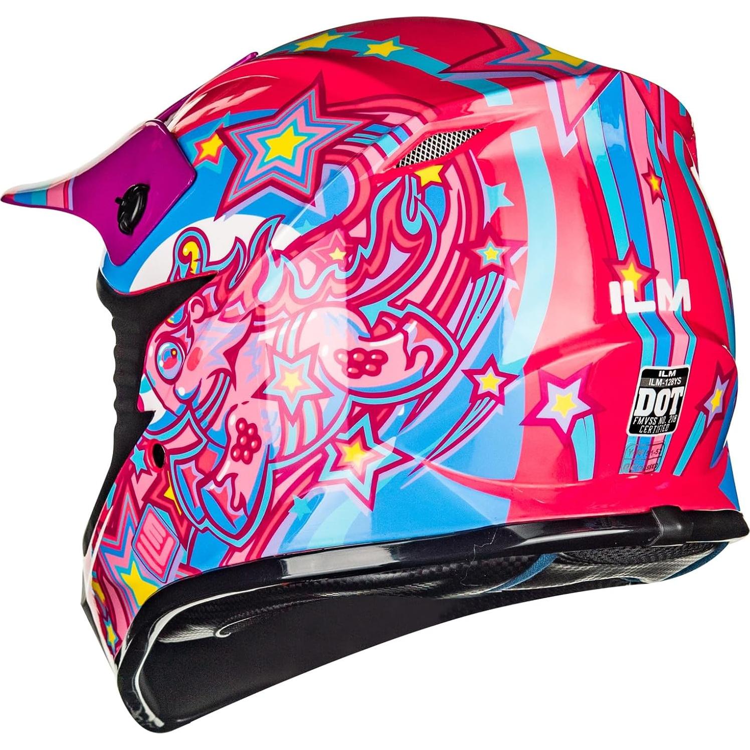 Casco ILM 128YS para Niños Motocross Rosa Pony Juvenil