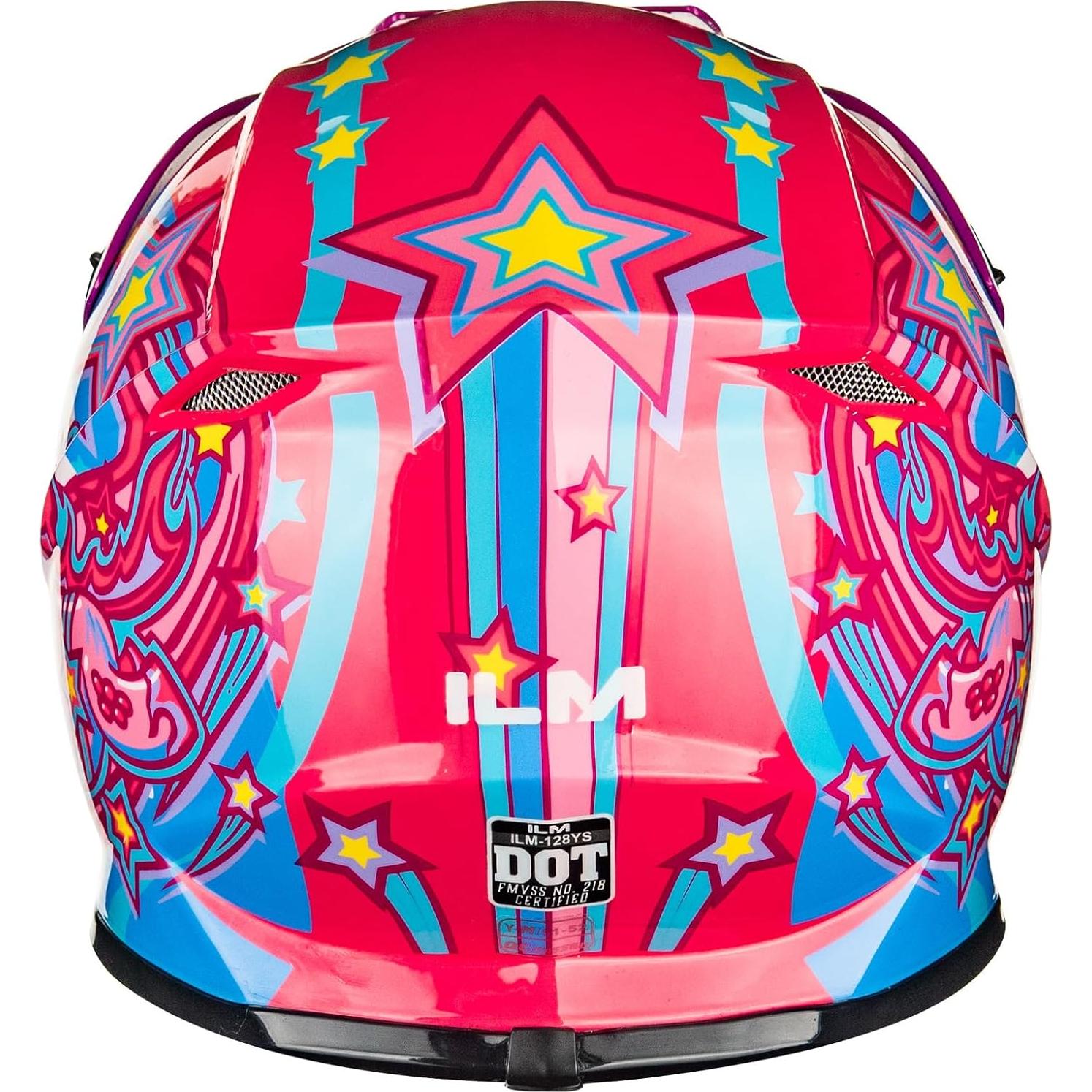 Casco ILM 128YS para Niños Motocross Rosa Pony Juvenil