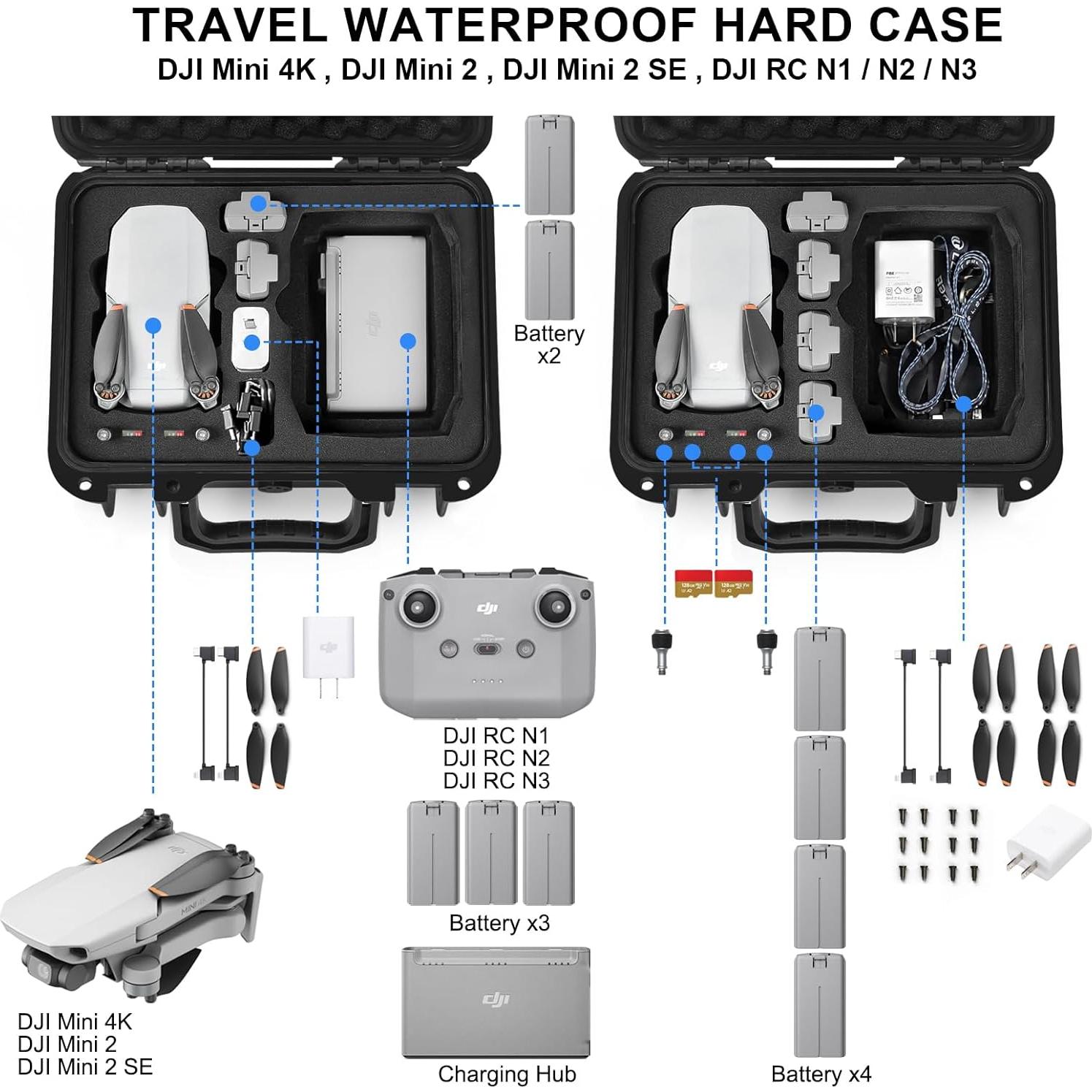 Funda Dura Impermeable Lekufee para DJI Mini 2 SE y Accesorios