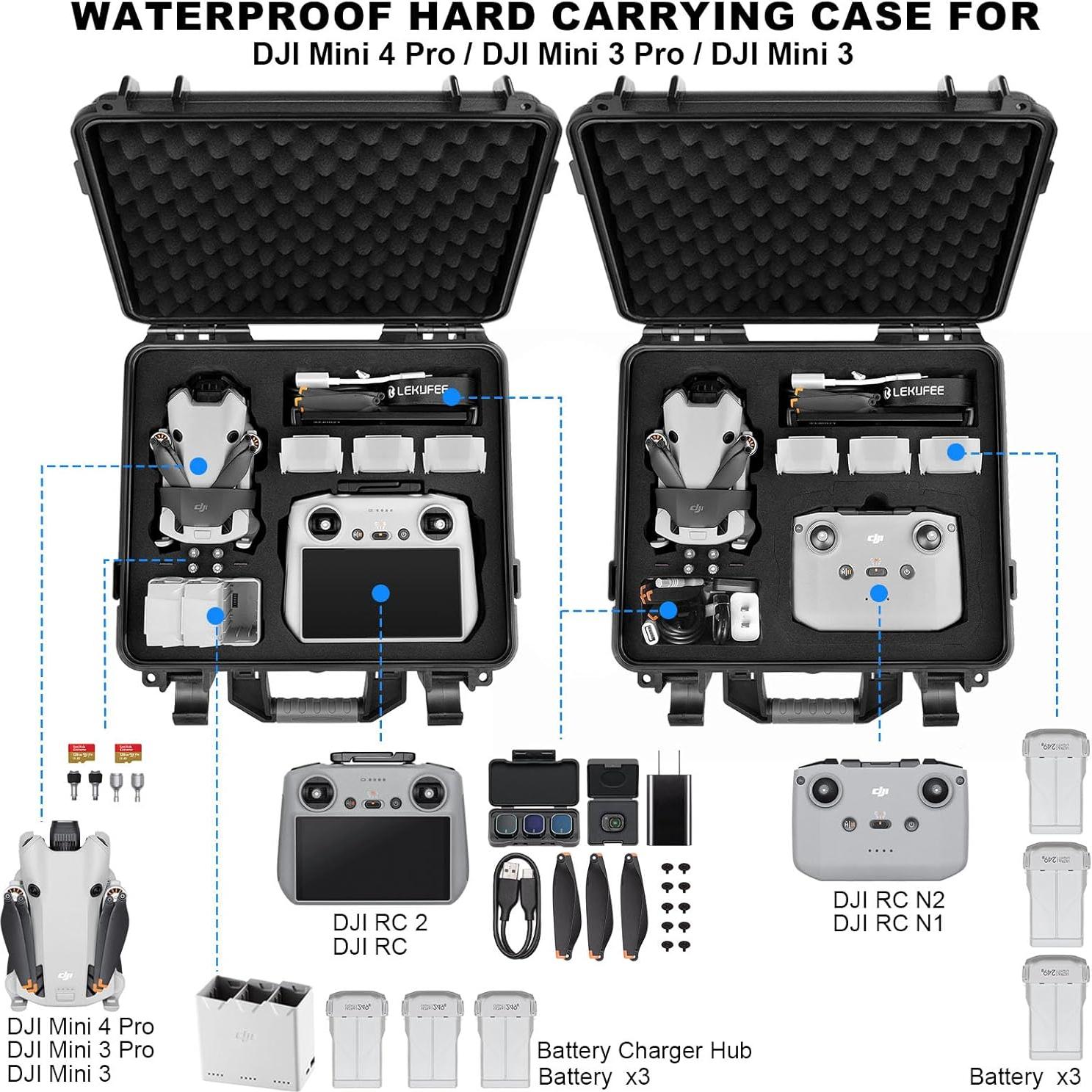 Funda Dura Impermeable Lekufee para Drones DJI Mini 4 Pro/3