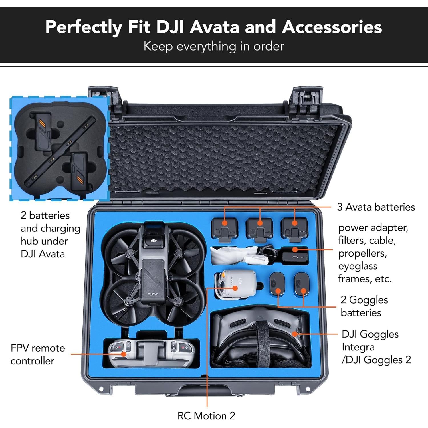 Estuche Duro Impermeable Lykus AT110 para DJI Avata y Gafas