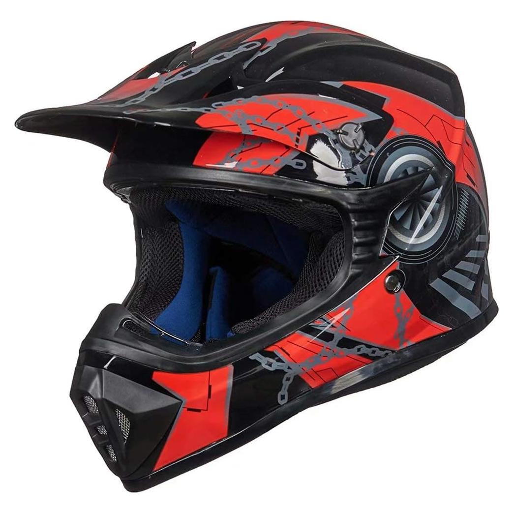 Casco de Motocross ILM 128S Adulto Grande Rojo Negro