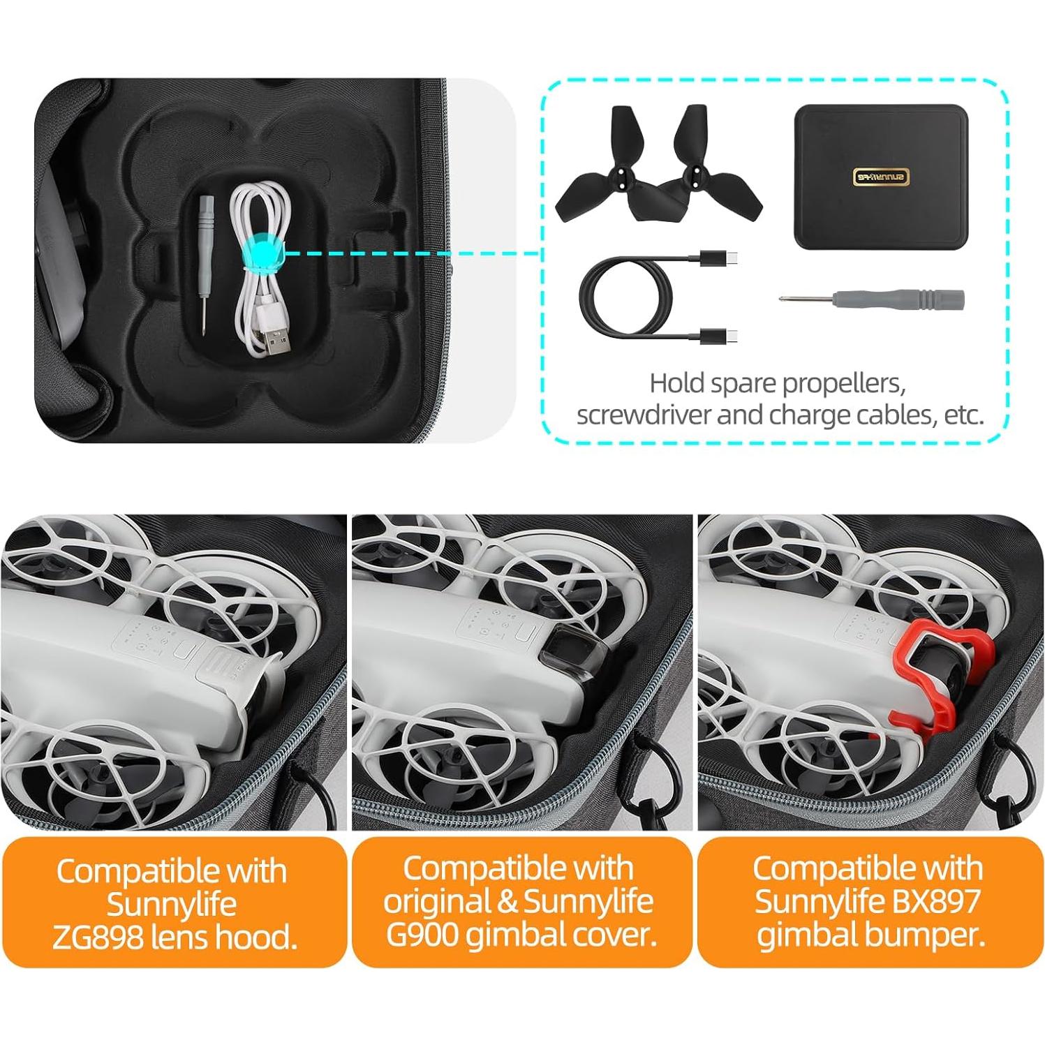 Anbee Carrying Case for DJI Neo Motion Fly More Combo, Travel Shoulder Bag Hard Shell Storage Hand Bag for Neo Drone Accessories