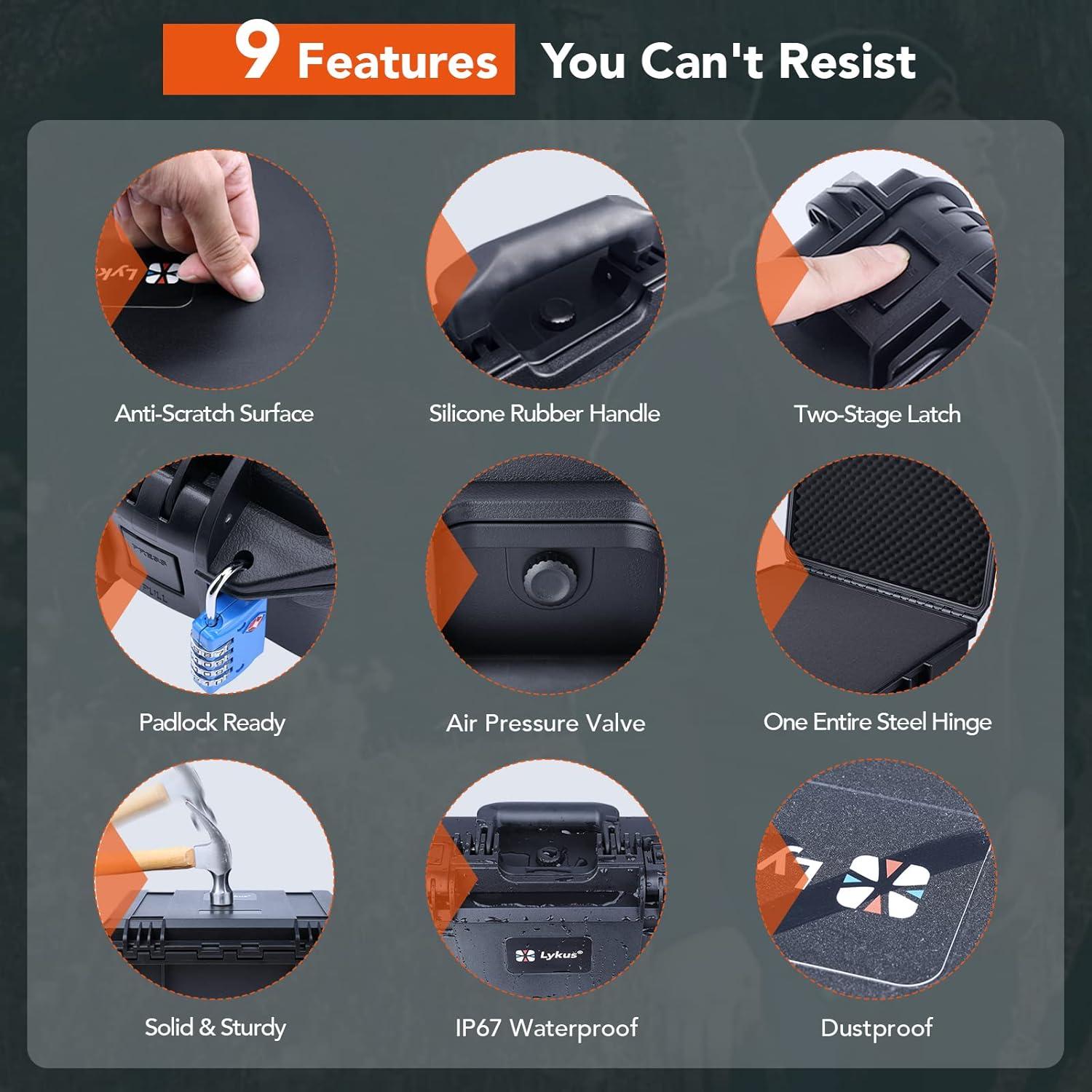 Estuche Duro Impermeable Lykus HC-3010 30x20x12 cm