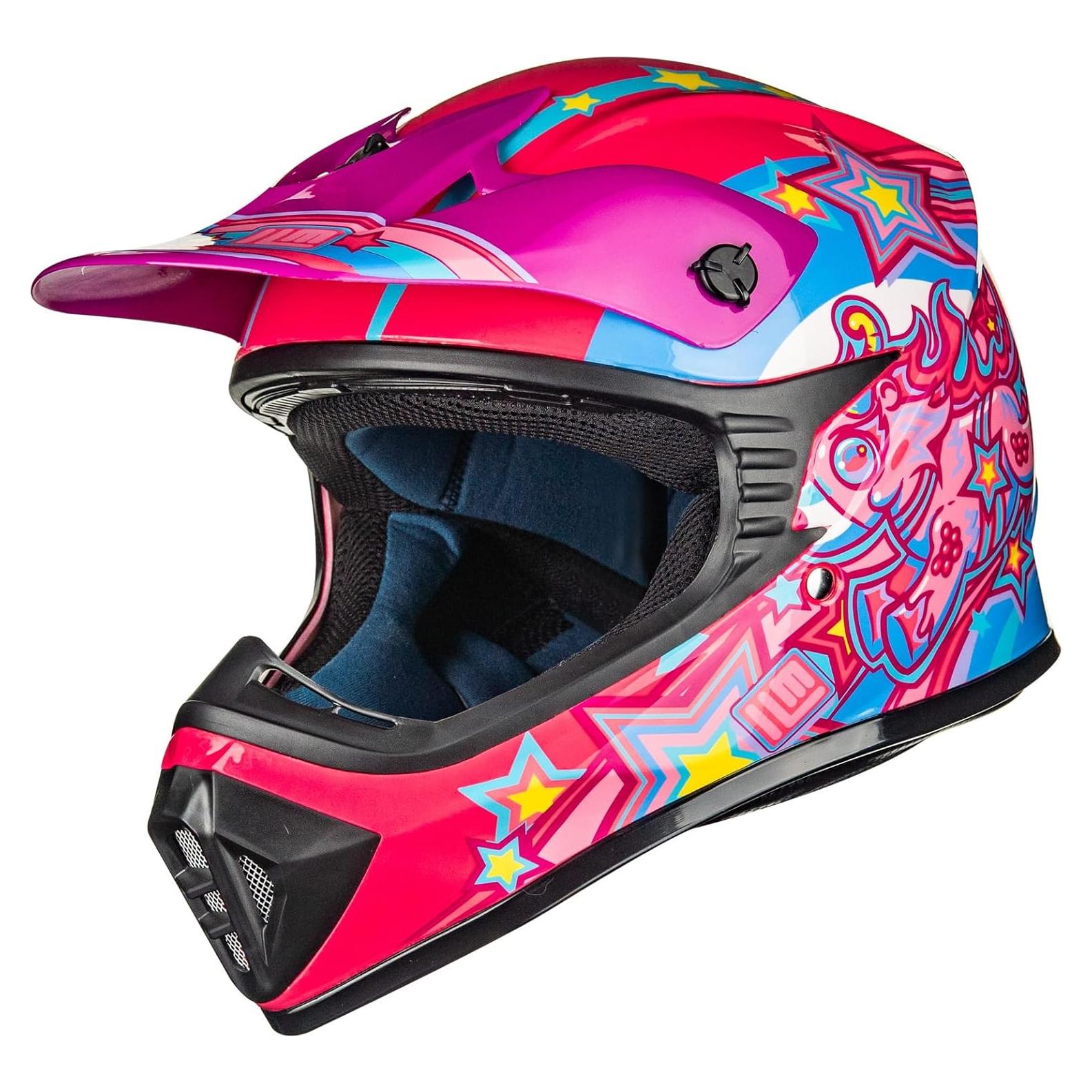 Casco de Motocross ILM 128YS Rosa Pony Juvenil-M