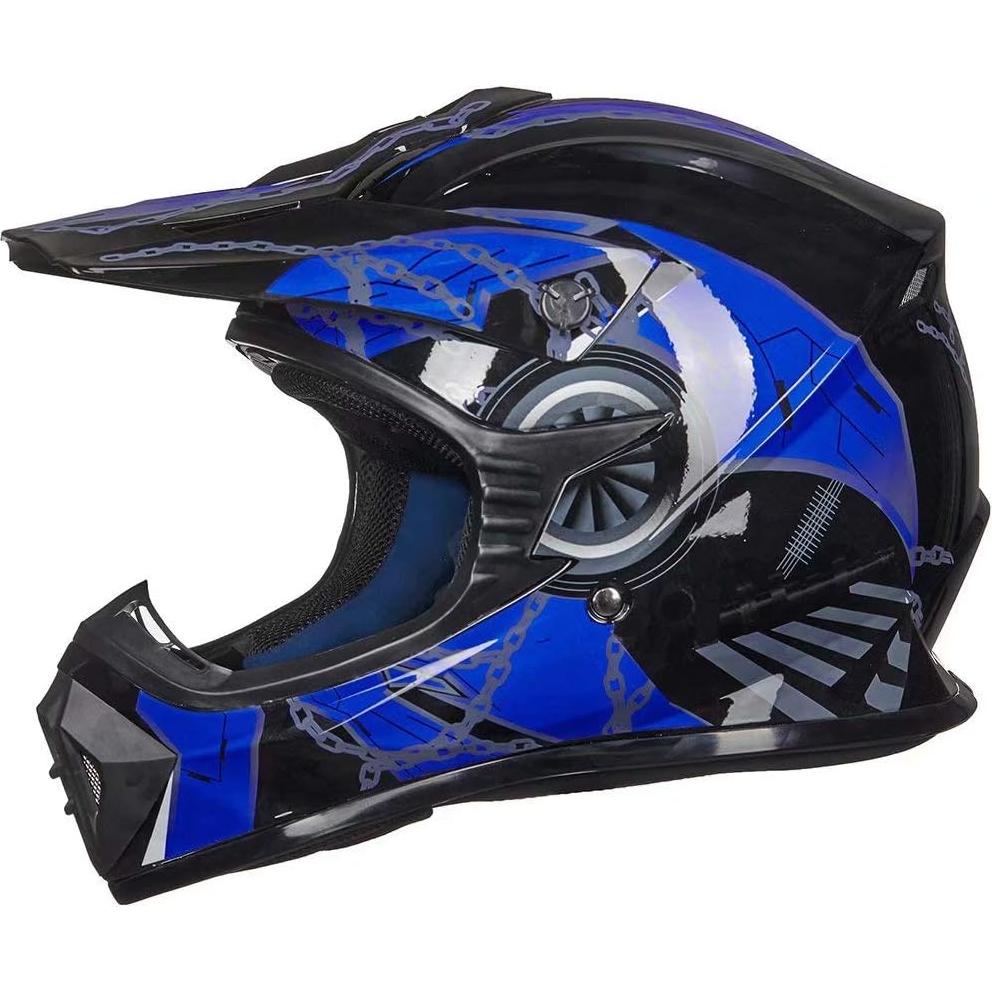Casco ILM 128YS Juvenil Offroad Azul Negro Certificado DOT