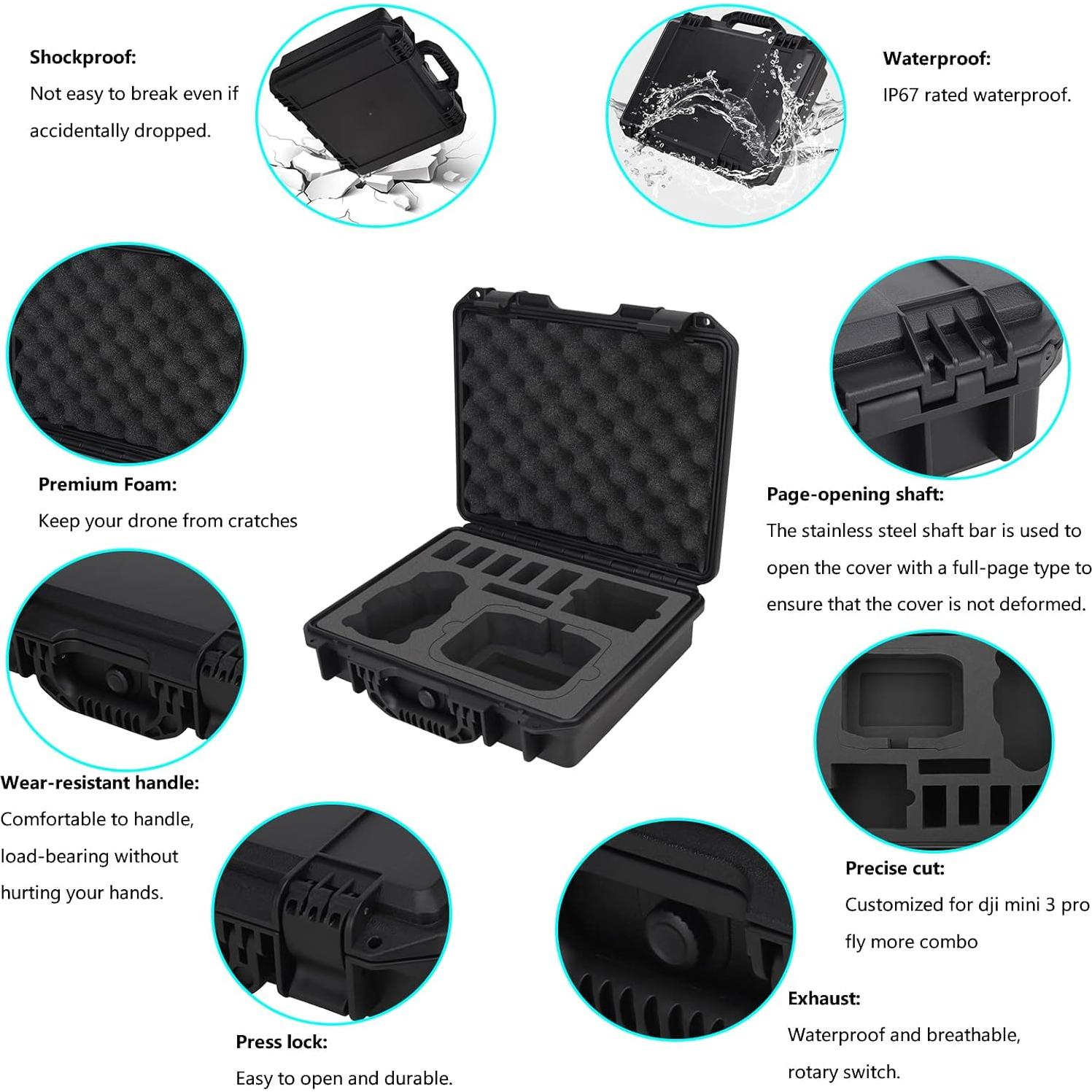 Funda Dura Impermeable Flyekist para DJI Mini 3 Pro - 37x31.5x11 cm