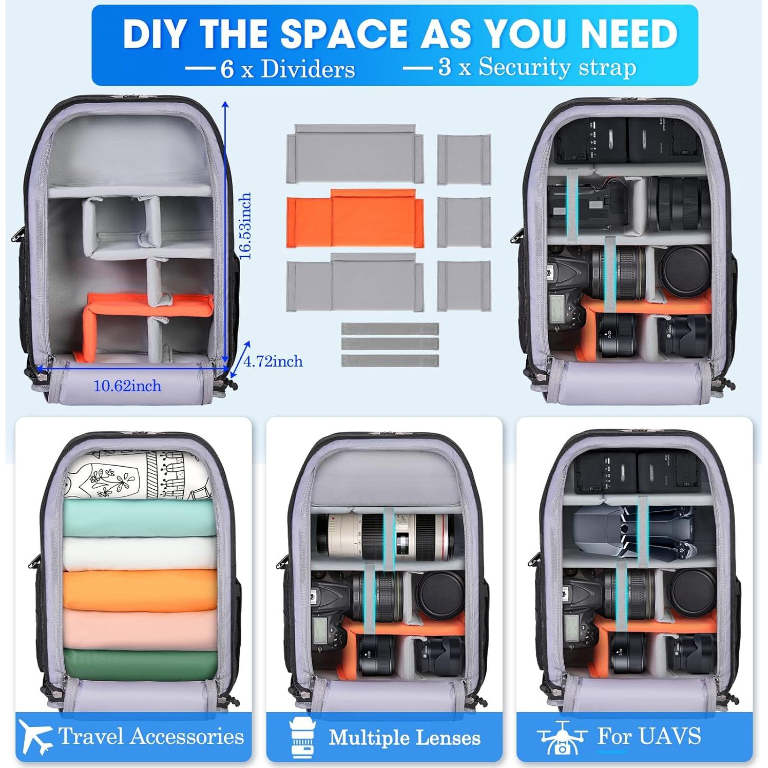 Mochila para Cámara Profesional SDYSM 15.6" Impermeable