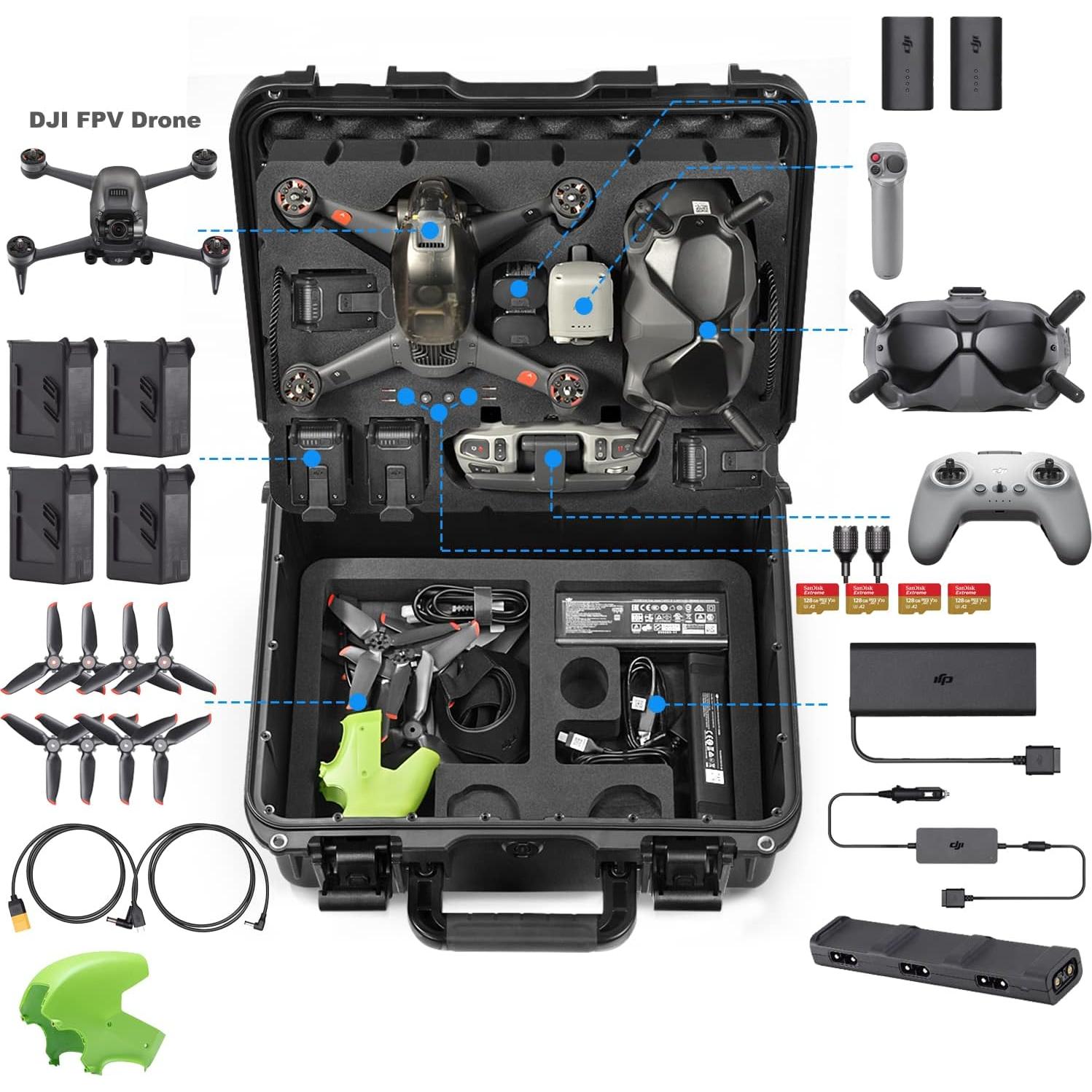 Estuche Duro Impermeable Lekufee para Drone DJI FPV - Negro