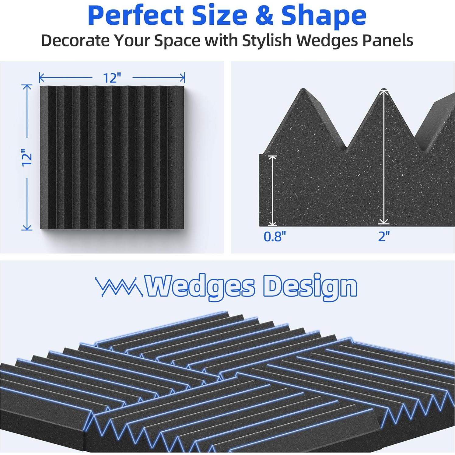 Paneles Acústicos Aislantes NEPIS 12 Piezas 5.08 cm Negro