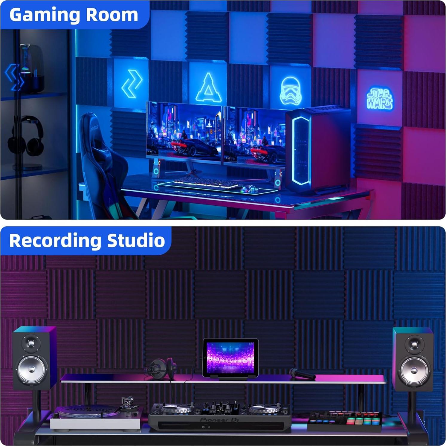 Paneles Acústicos Aislantes NEPIS 12 Piezas 5.08 cm Negro