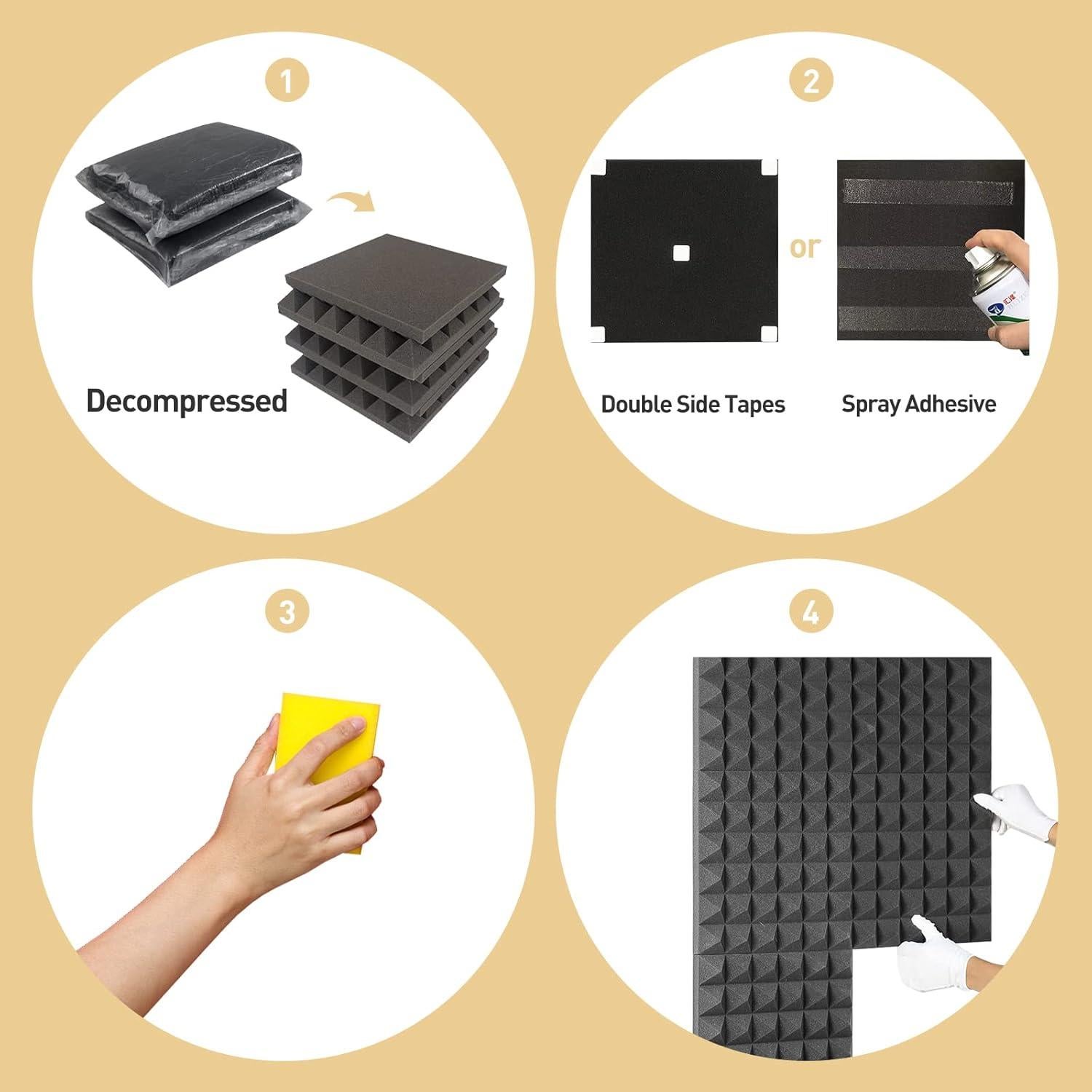 Paquete de 36 Paneles Acústicos AUSLET 30x30 cm Alta Densidad