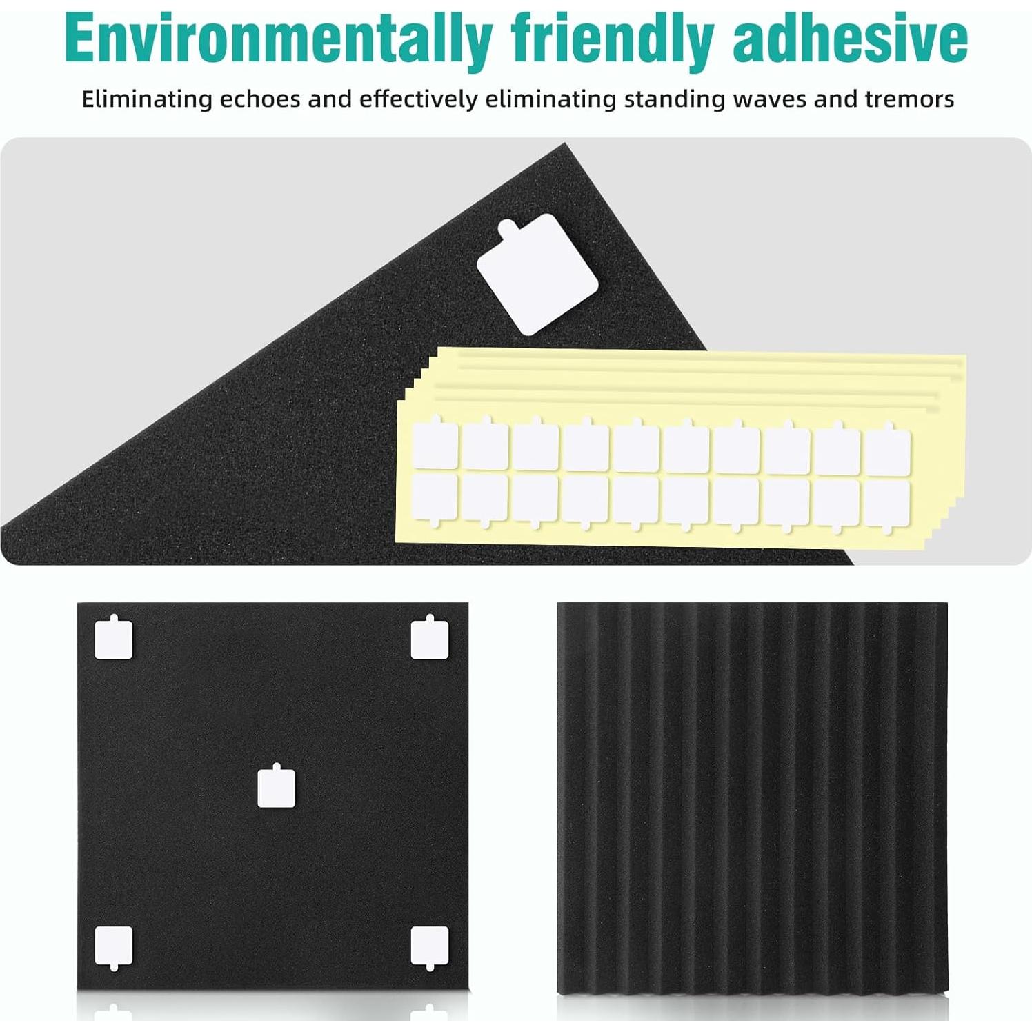 Paquete de 50 Paneles Acústicos 30x30 cm - Espuma Aislante Negra y Roja