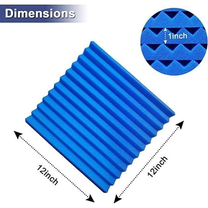 Paquete de 52 Paneles Acústicos Espuma 30x30x2.5cm Negro/Azul