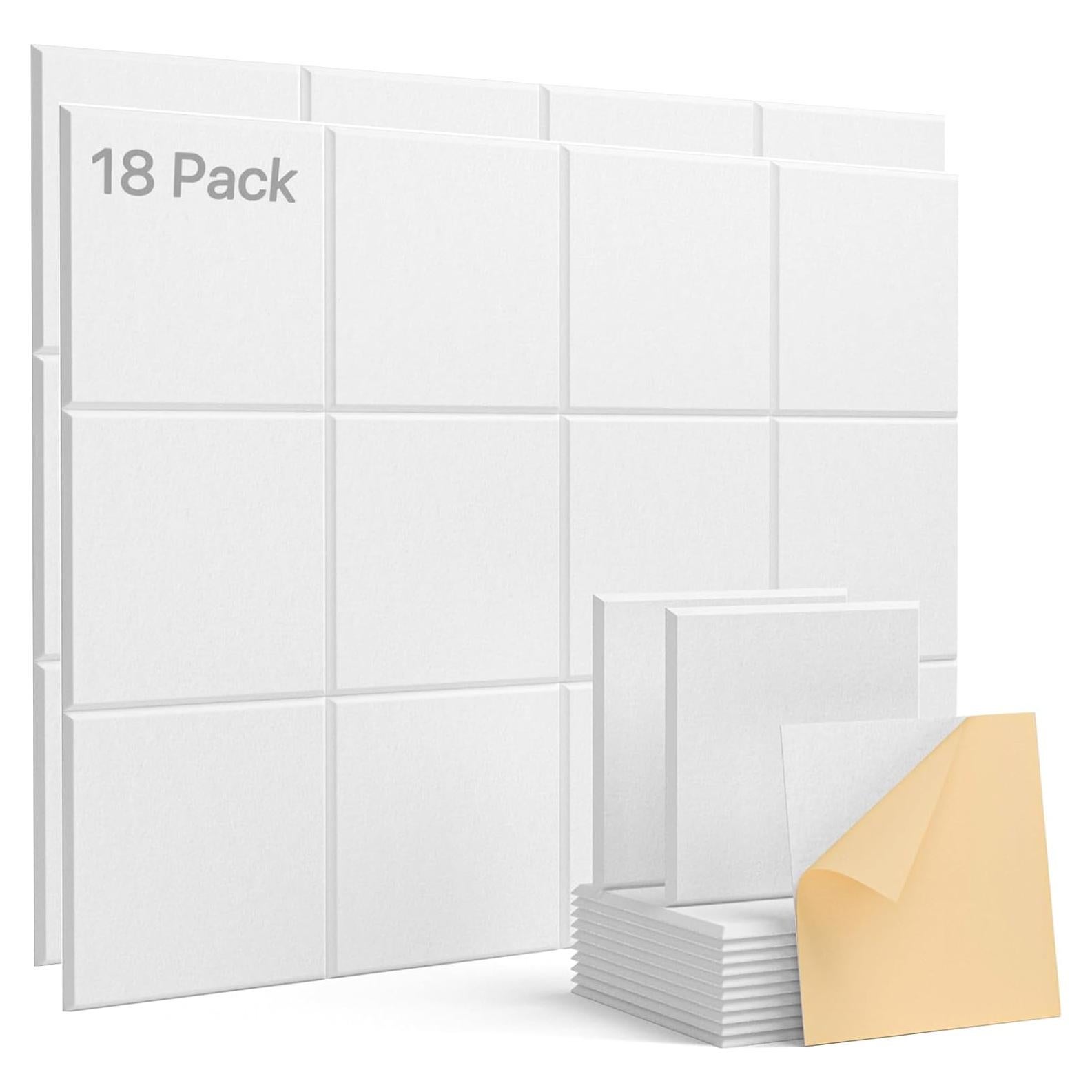 Paneles Acústicos Autoadhesivos 18 Unidades 30.48x30.48cm Blanco