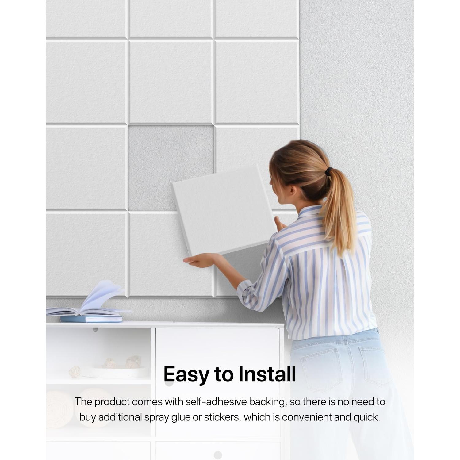 Paneles Acústicos Autoadhesivos 18 Unidades 30.48x30.48cm Blanco