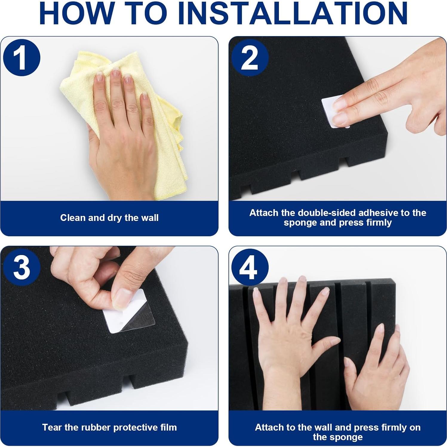 Paneles de Espuma Acústica Aislantes de Sonido 121.92x60.96cm Negro