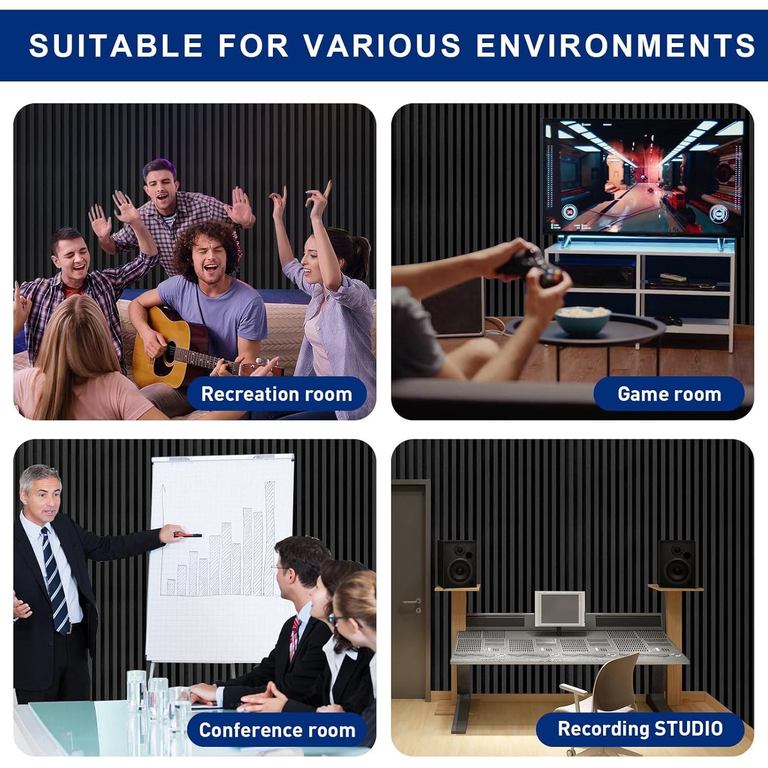 Paneles de Espuma Acústica Aislantes de Sonido 121.92x60.96cm Negro