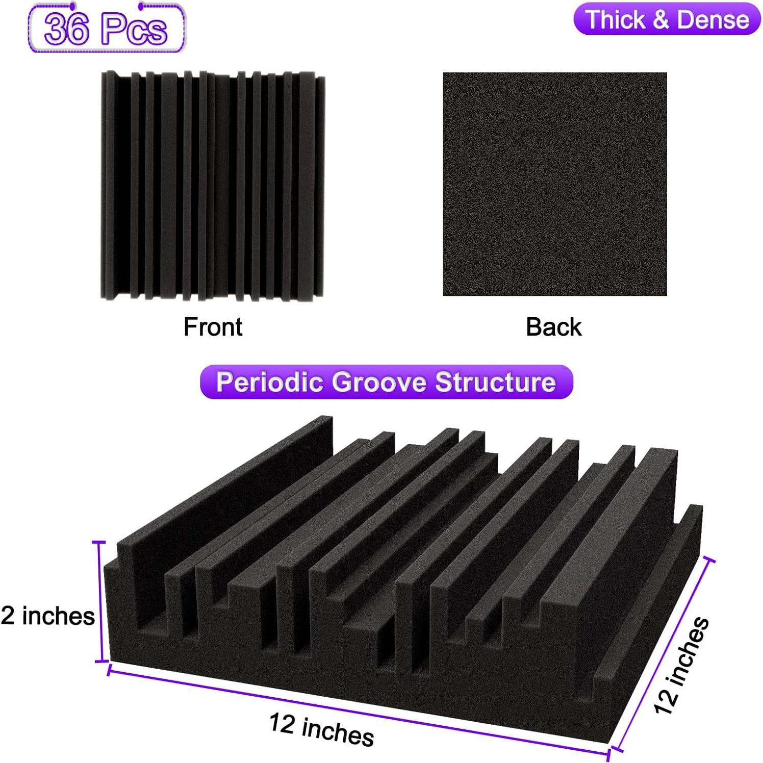 Paneles Acústicos TroyStudio 36 Pcs 30.48x30.48 cm Negro