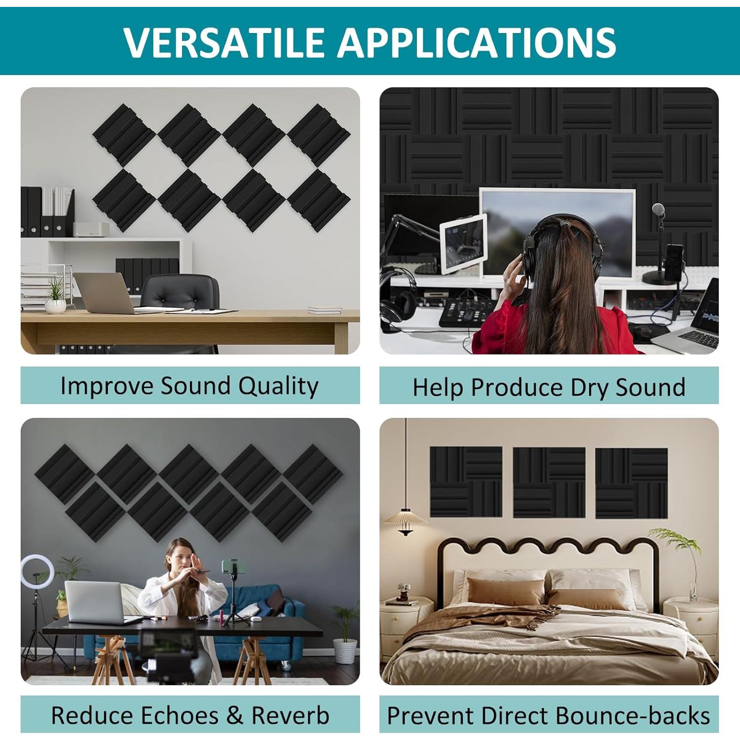 Paneles Acústicos TroyStudio 12 Piezas 30.48x30.48cm 7.62cm