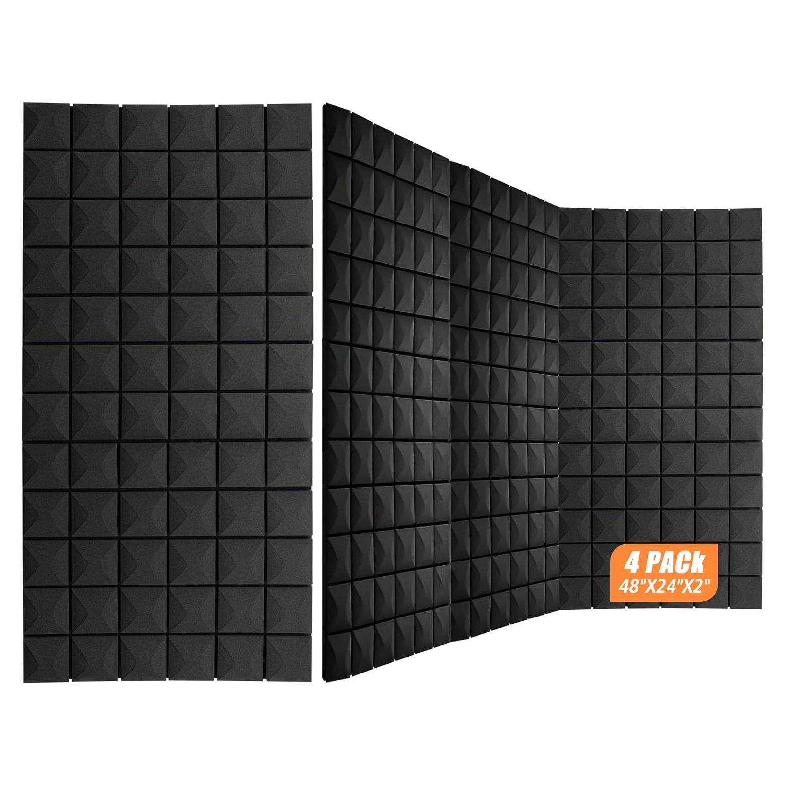 Paquete de 4 Paneles Acústicos 122x61x5 cm Espuma Aislante