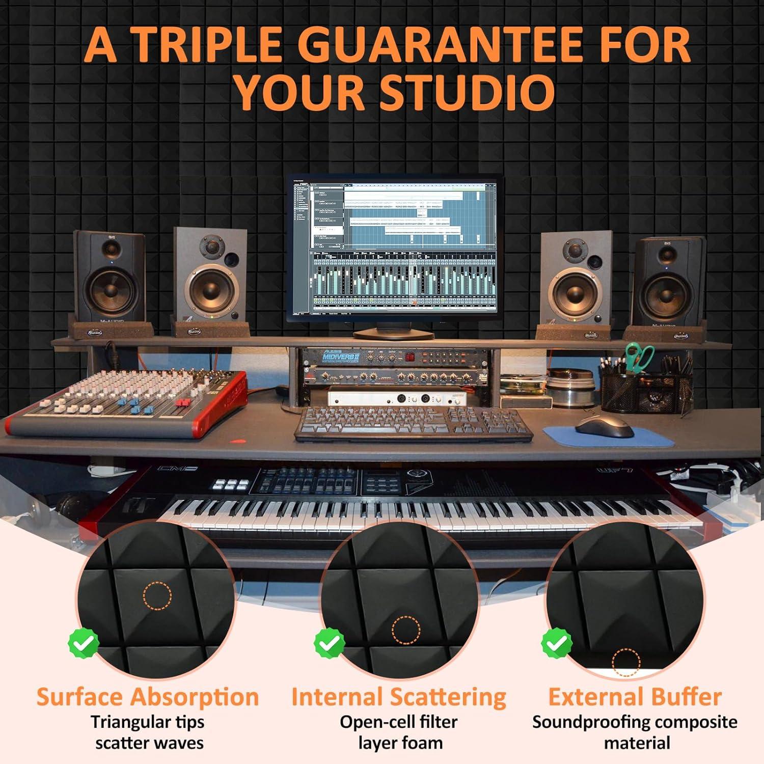 Paquete de 4 Paneles Acústicos 122x61x5 cm Espuma Aislante