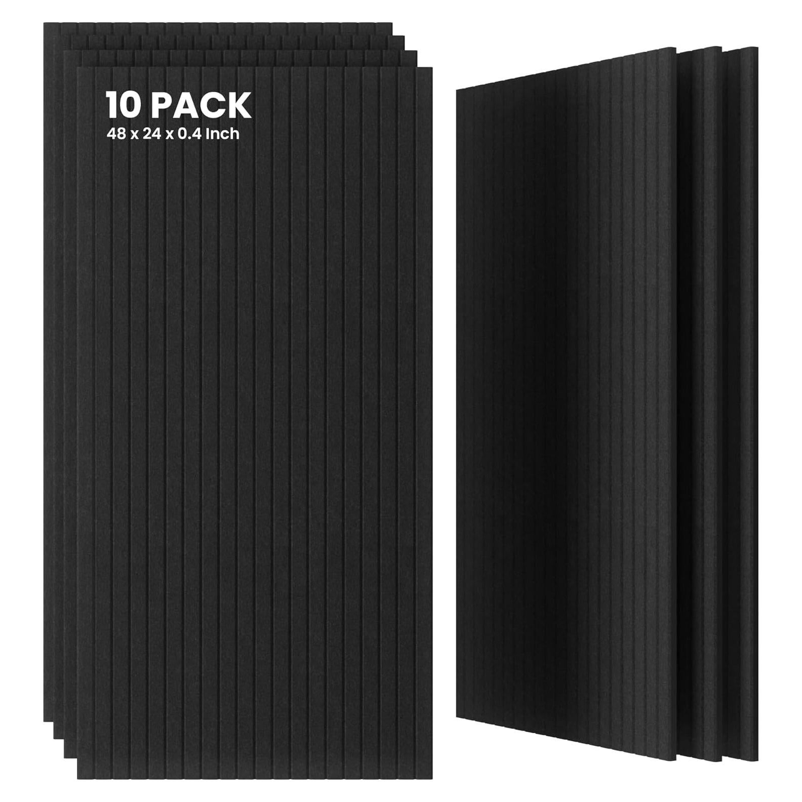 Paquete de 10 Paneles Acústicos Grandes 121.9x61x1cm Negro