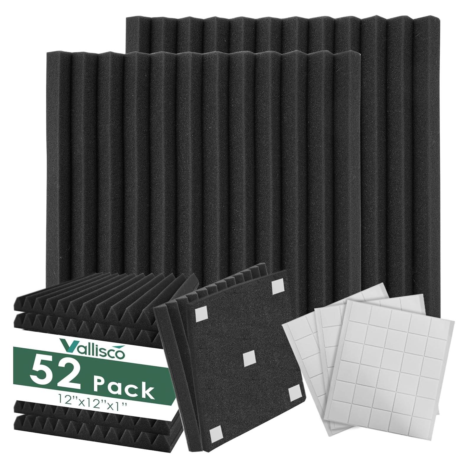 52 Pack Acoustic Panels 1 X 12 X 12 Inch Upgraded, Acoustic Foam Panels for Soundproofing, Noise Reduction, Soundproof Panels for Studios, Offices, and Home Theaters
