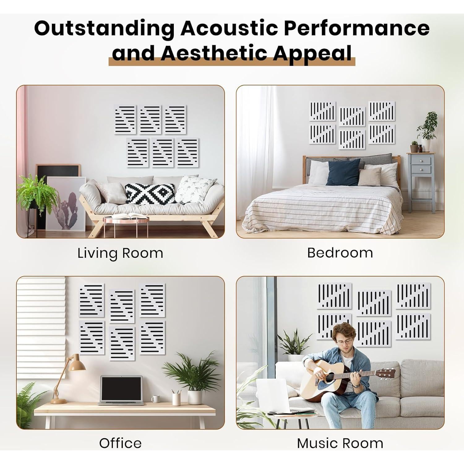 Paquete de 6 Paneles Acústicos QUEENLINK 30x40 cm Doble Capa