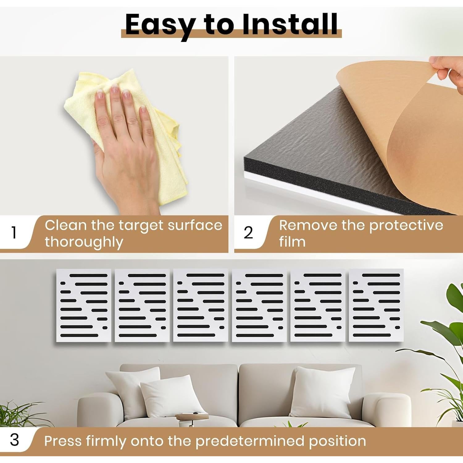 Paquete de 6 Paneles Acústicos QUEENLINK 30x40 cm Doble Capa