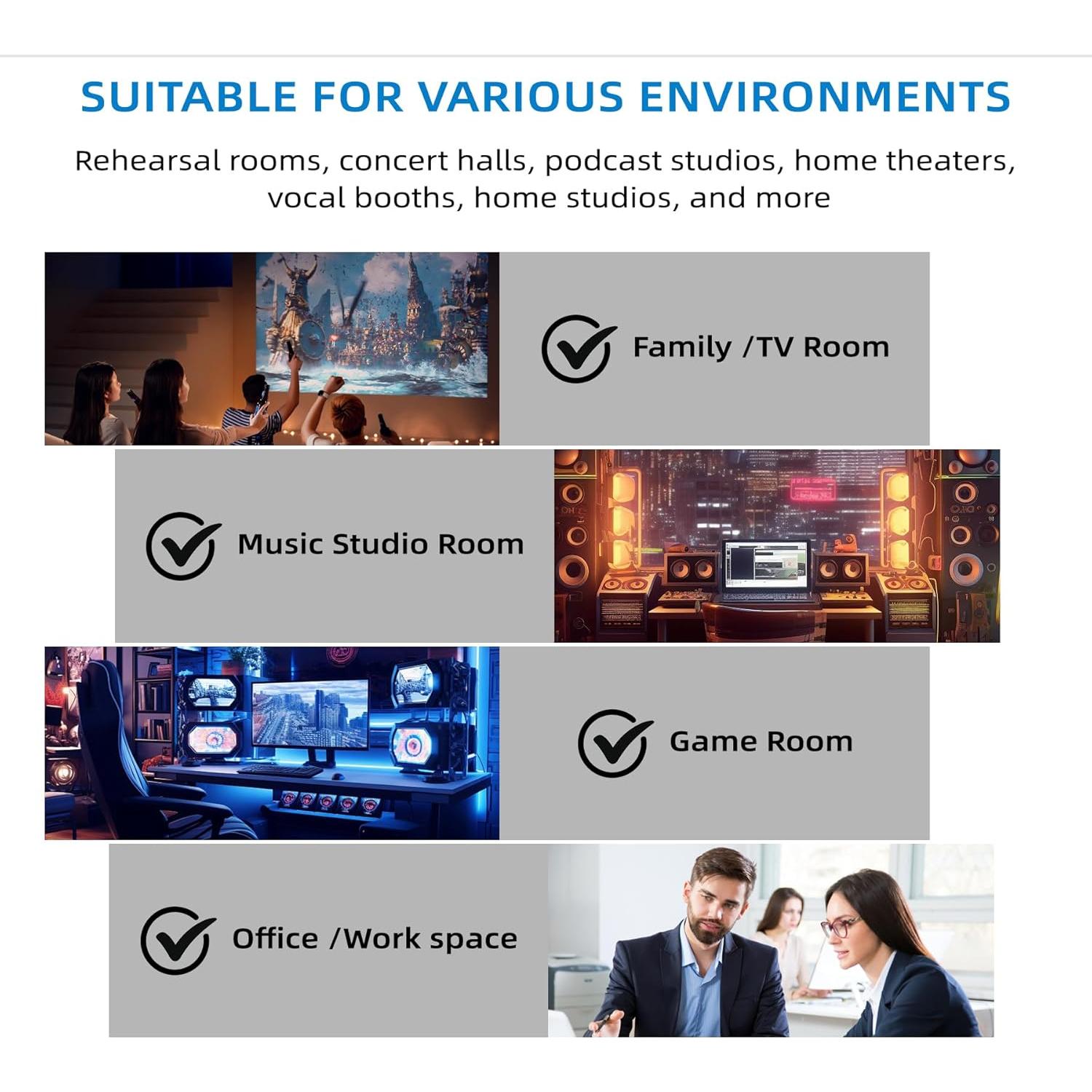 Paneles de Espuma Aislante Acústica Geynnple 121.9x60.9 cm Negro