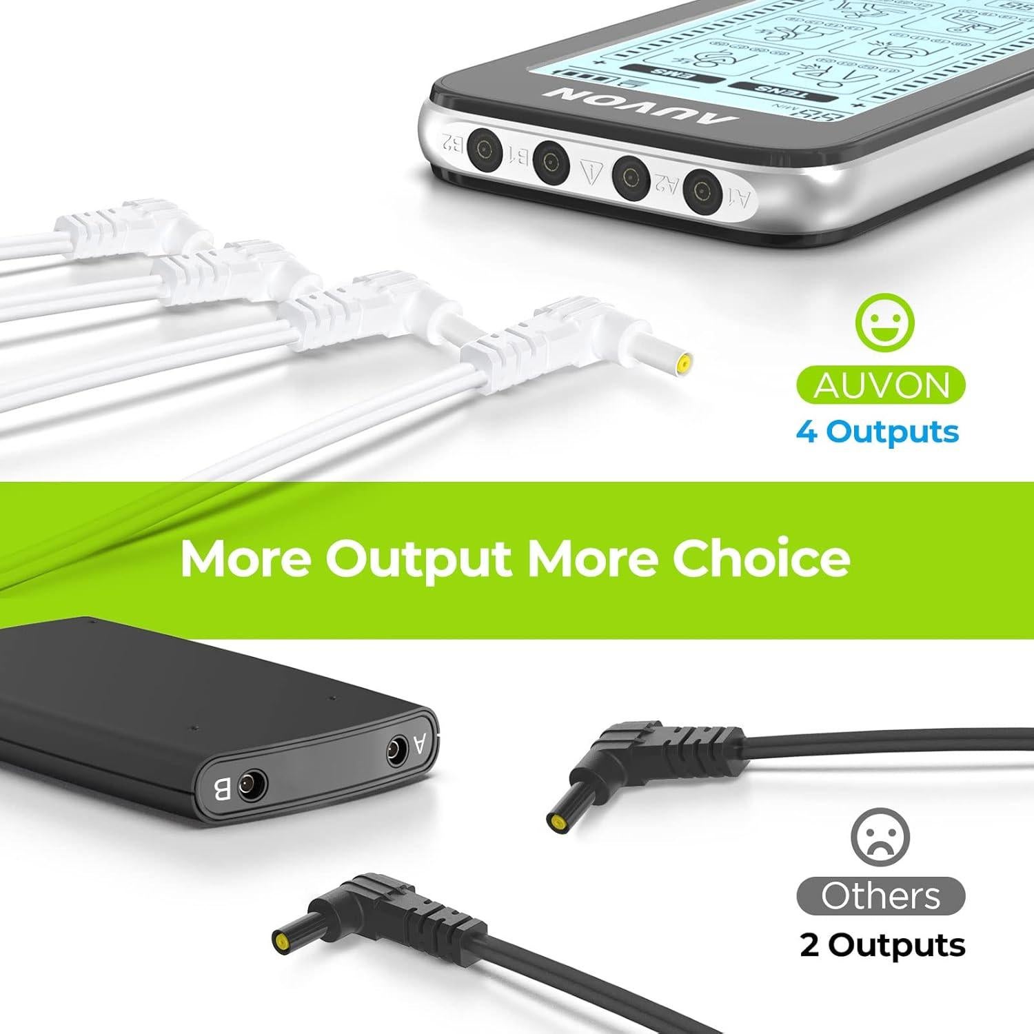 AUVON Estimulador Muscular TENS 4 Canales con 10 Almohadillas