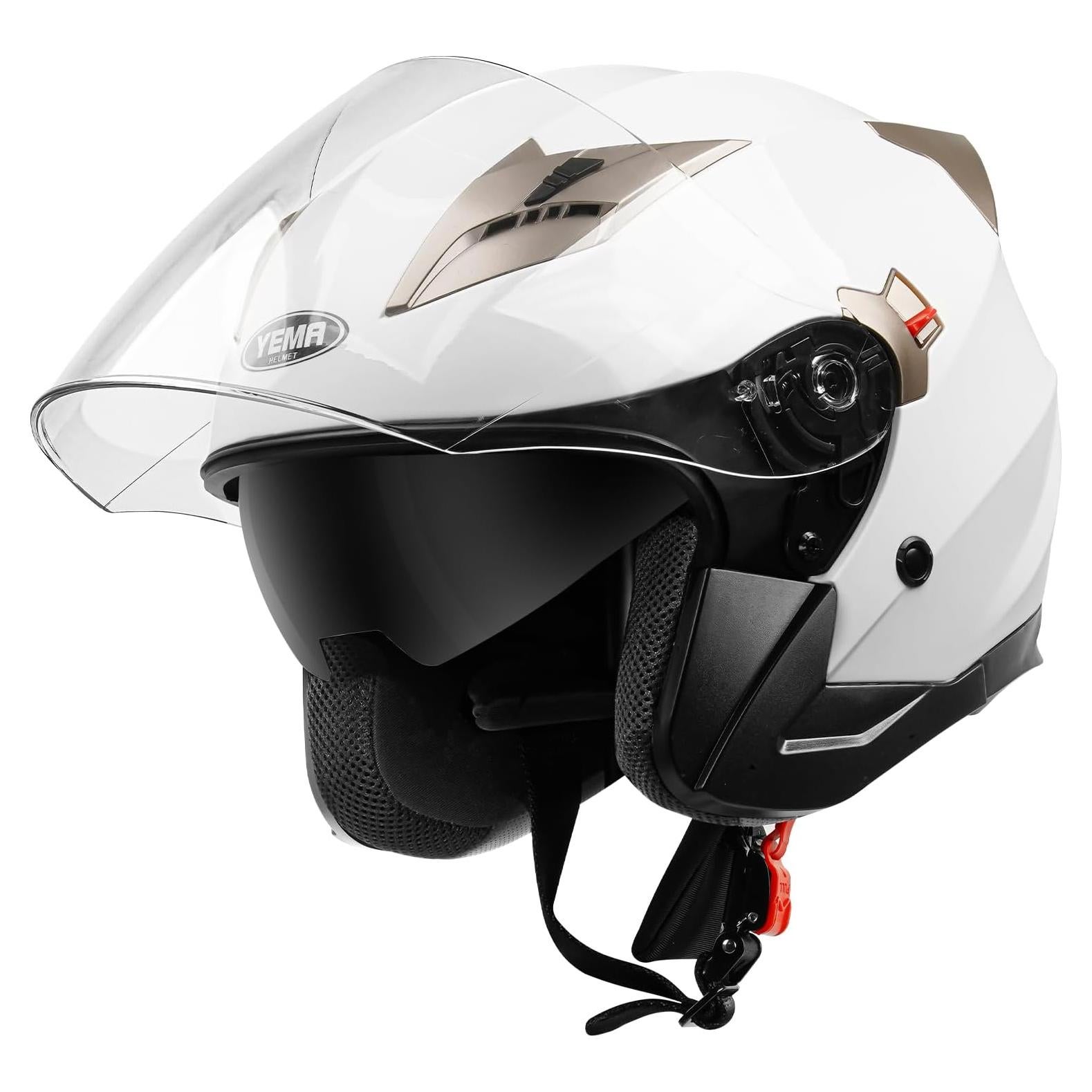 Casco de Moto YEMA 3/4 Doble Visera Negro Mate 1.18 kg