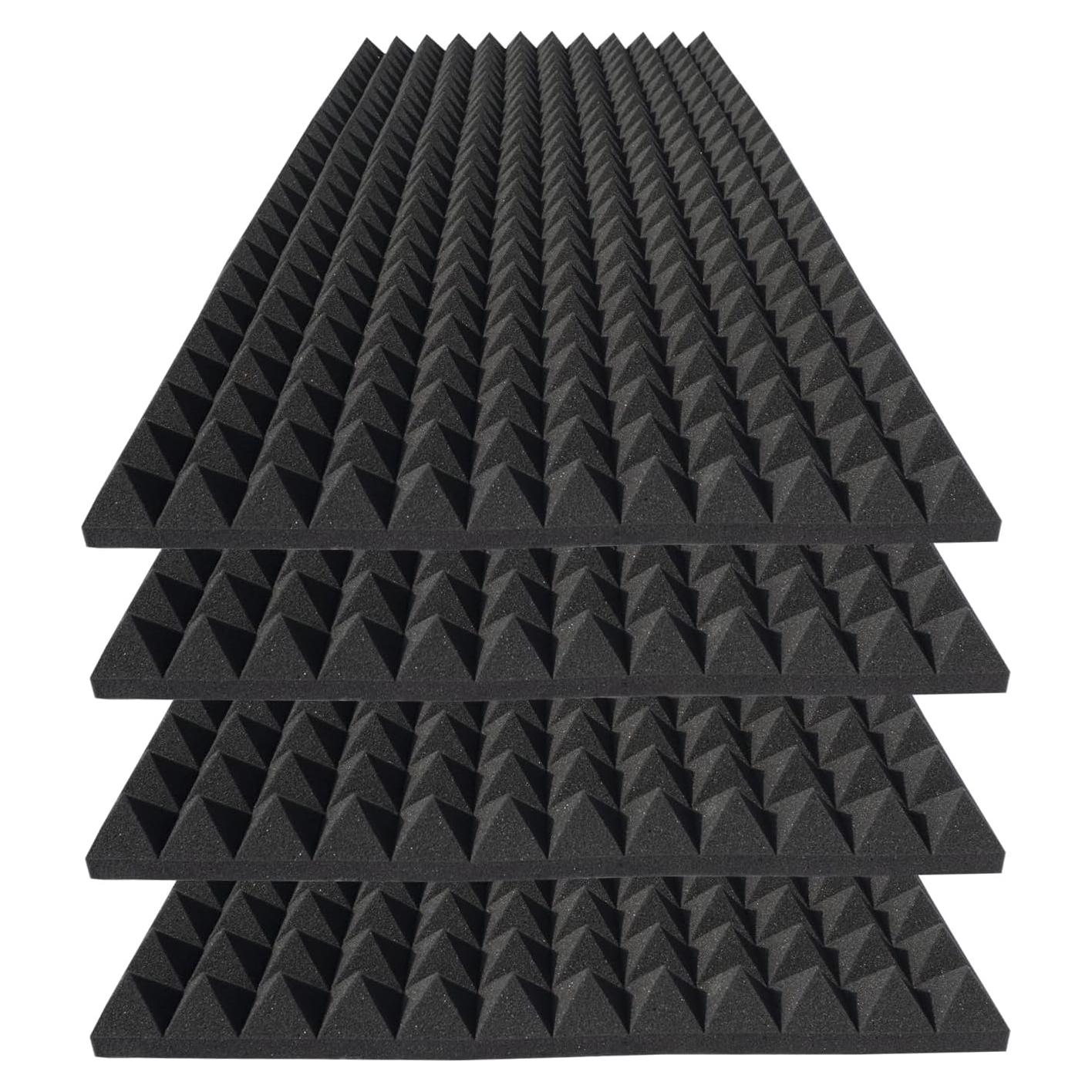 Paquete de 4 Paneles Acústicos Piramidales 121.9x61x5.1 cm Negro