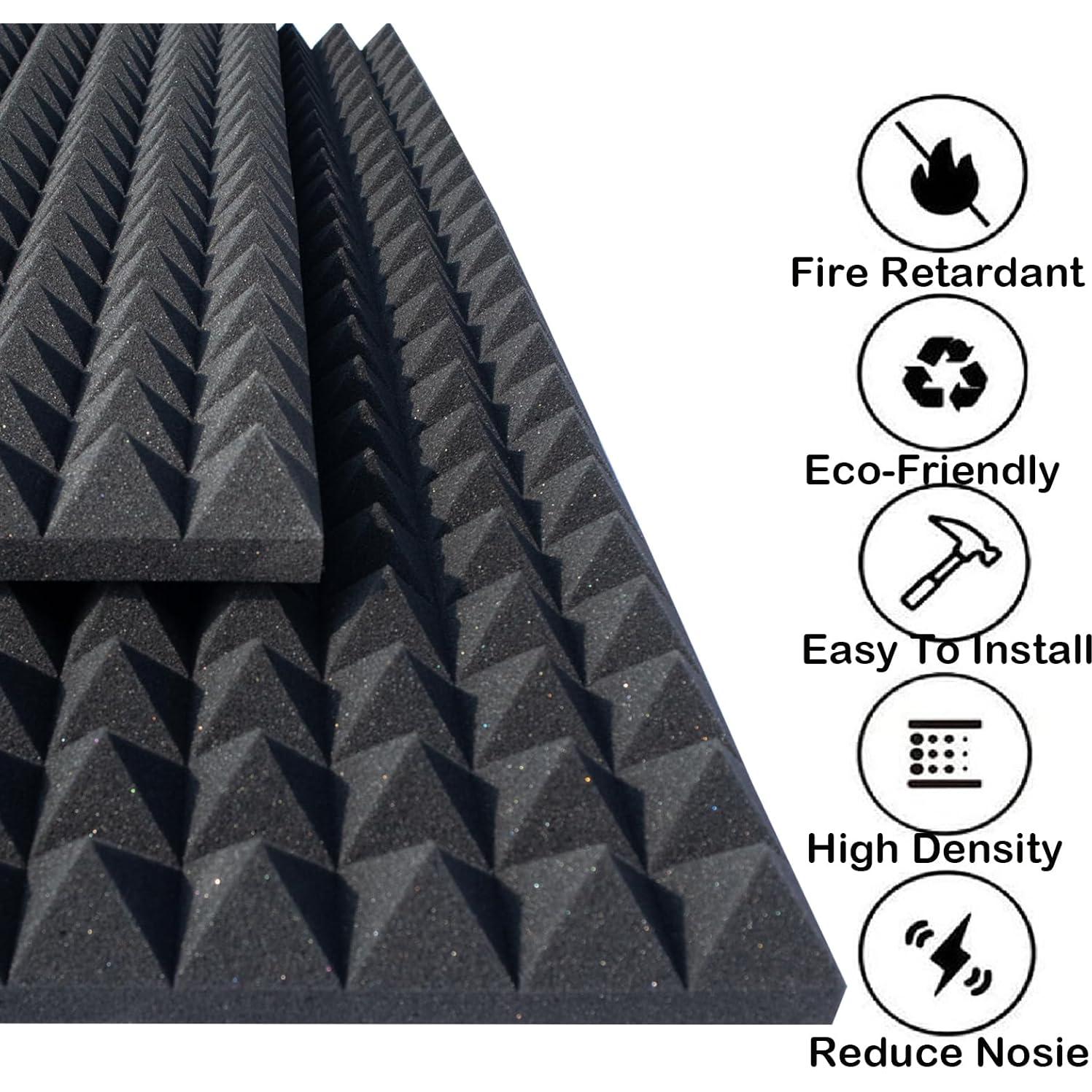Paquete de 4 Paneles Acústicos Piramidales 121.9x61x5.1 cm Negro