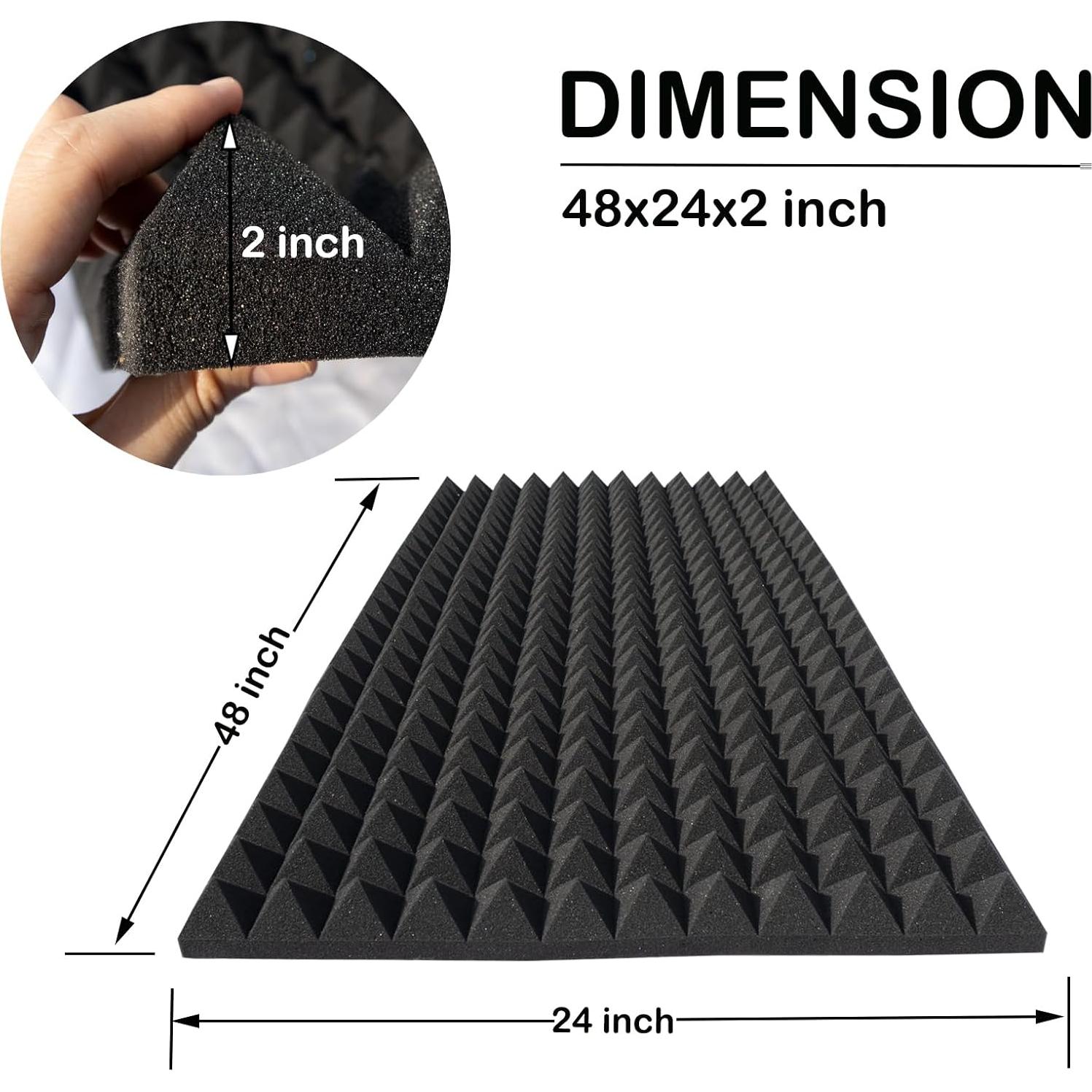 Paquete de 4 Paneles Acústicos Piramidales 121.9x61x5.1 cm Negro