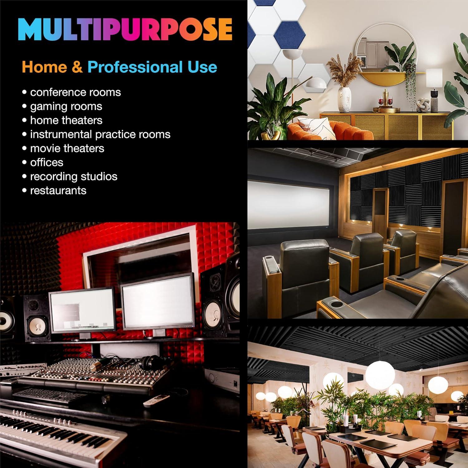 Paneles Acústicos Hexagonales Autoadhesivos Sonic Acoustics 12 Pzas