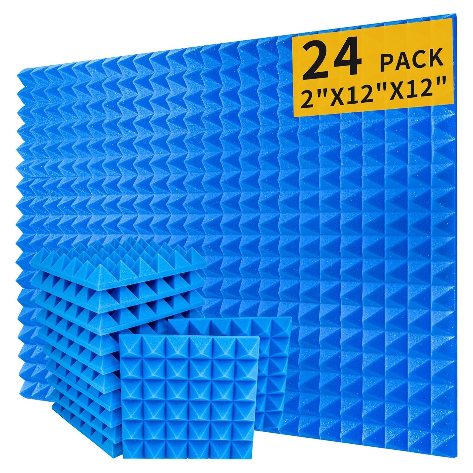 Paneles Acústicos Saiqiang 24 Pirámides Azul 30x30x5 cm